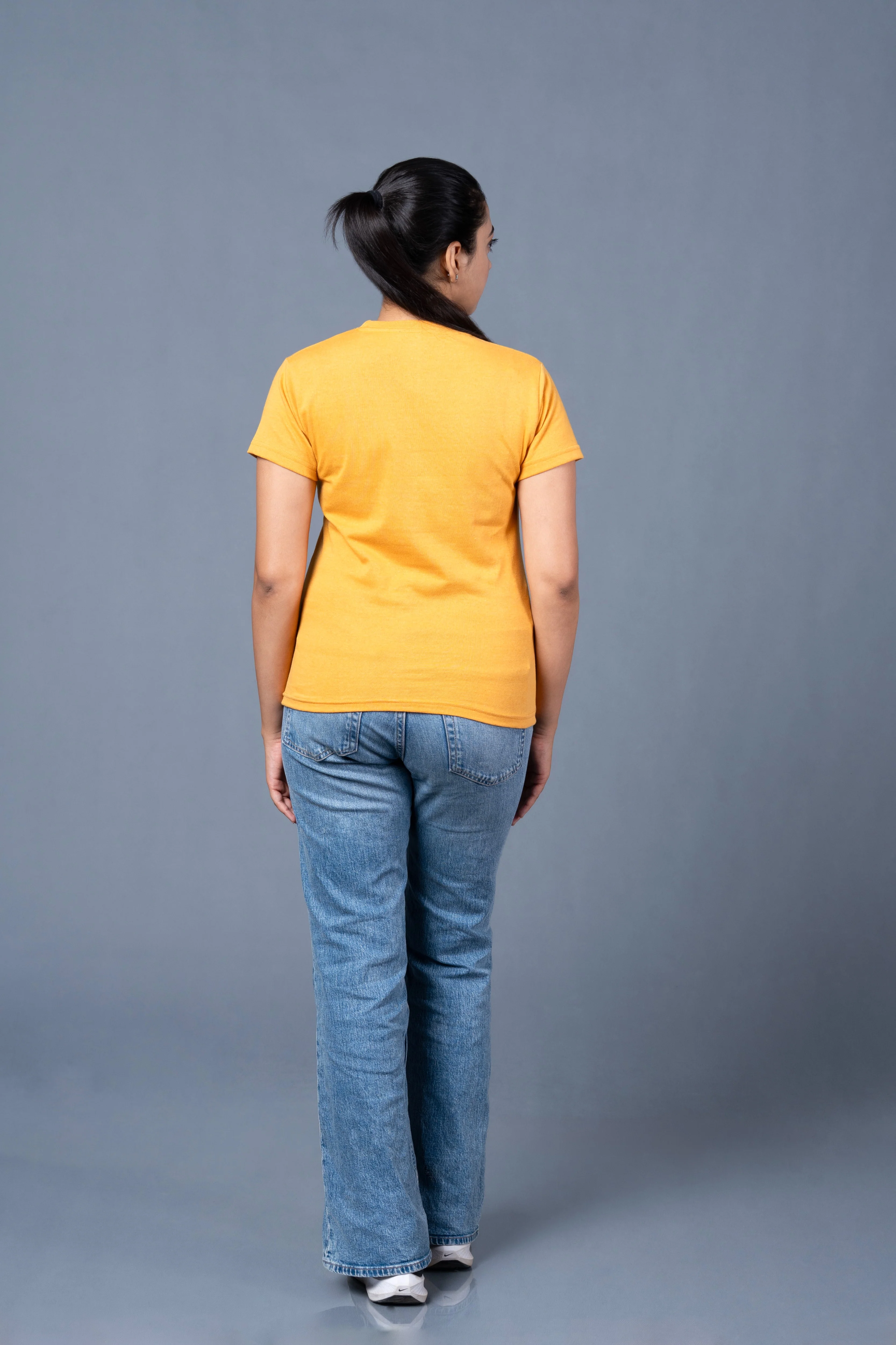 Women Yellow Printed Cotton Regular T-Shirt - Image 3