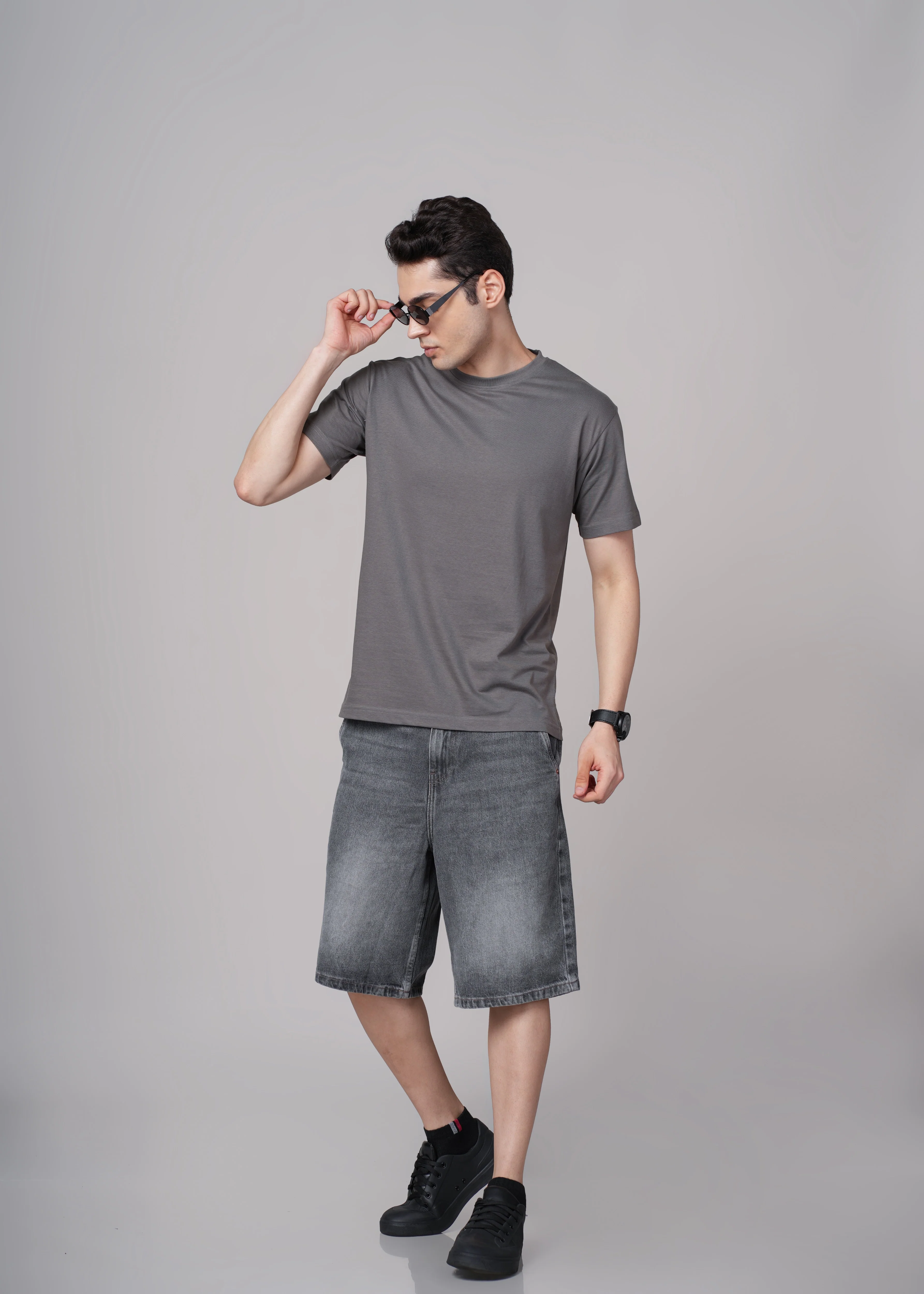 Men Grey Cotton Regular T-Shirt - Image 7