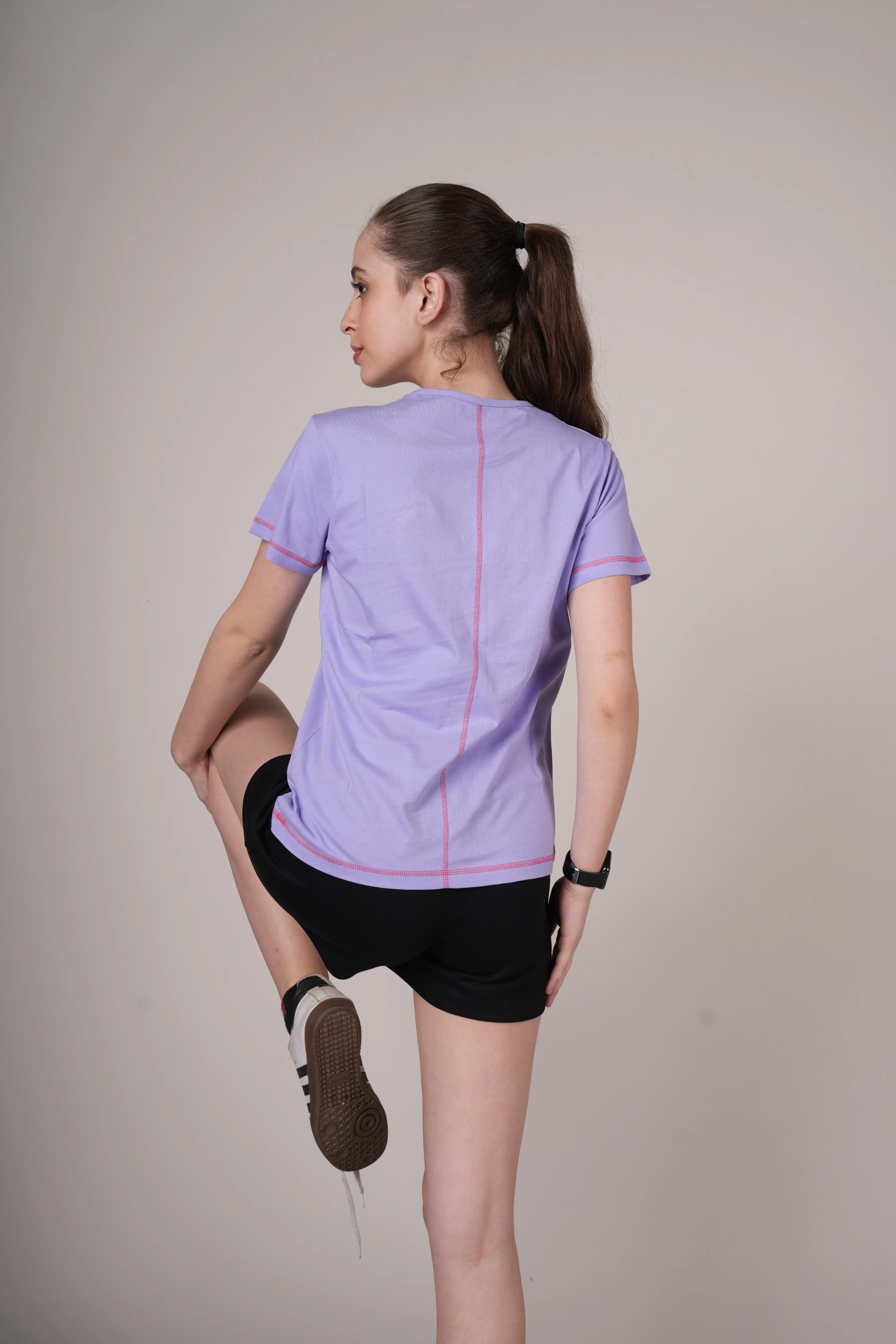Women Lavender Cotton Regular T-Shirt - Image 12
