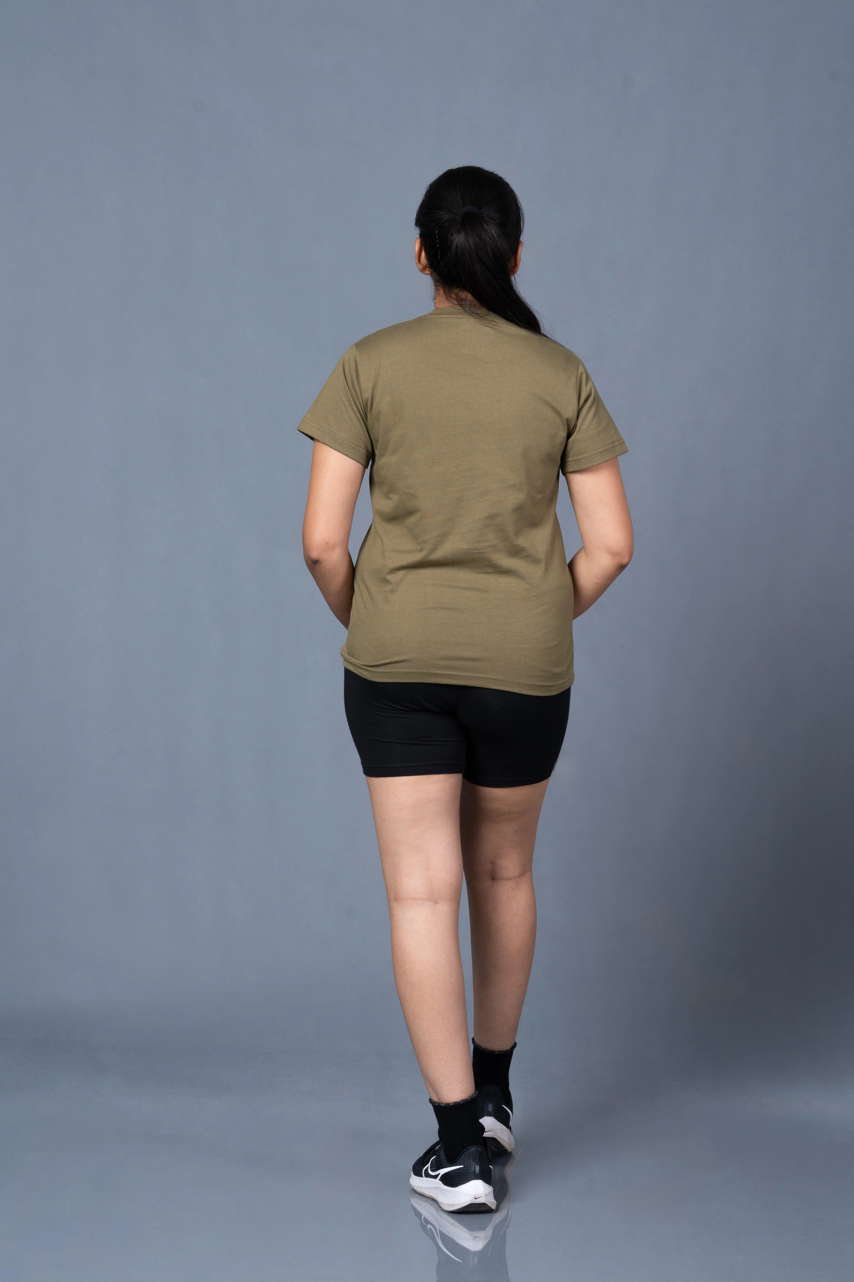 Women Olive Cotton Regular T-Shirt - Image 8