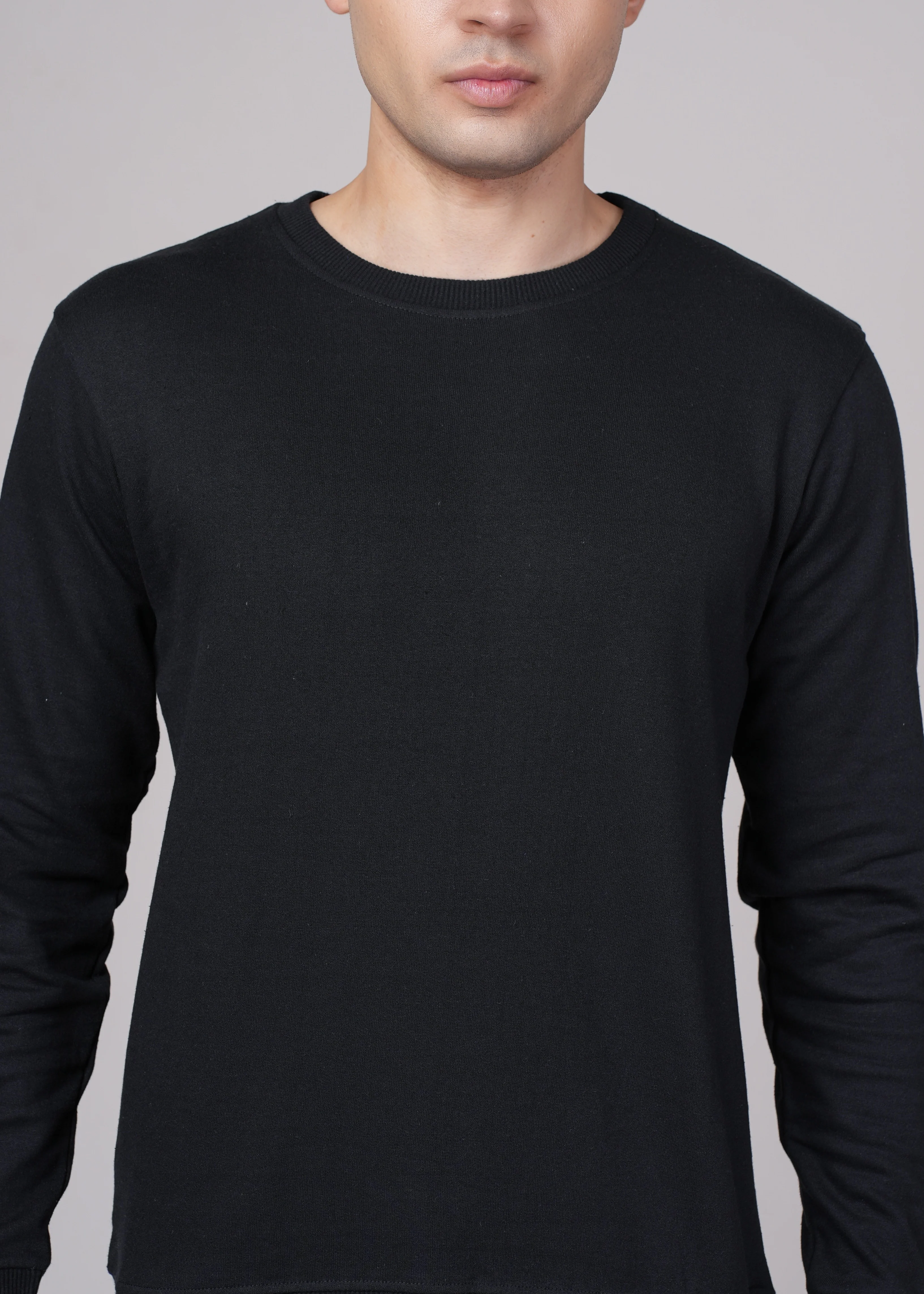 Men Black Cotton Regular Sweatshirt - Image 2