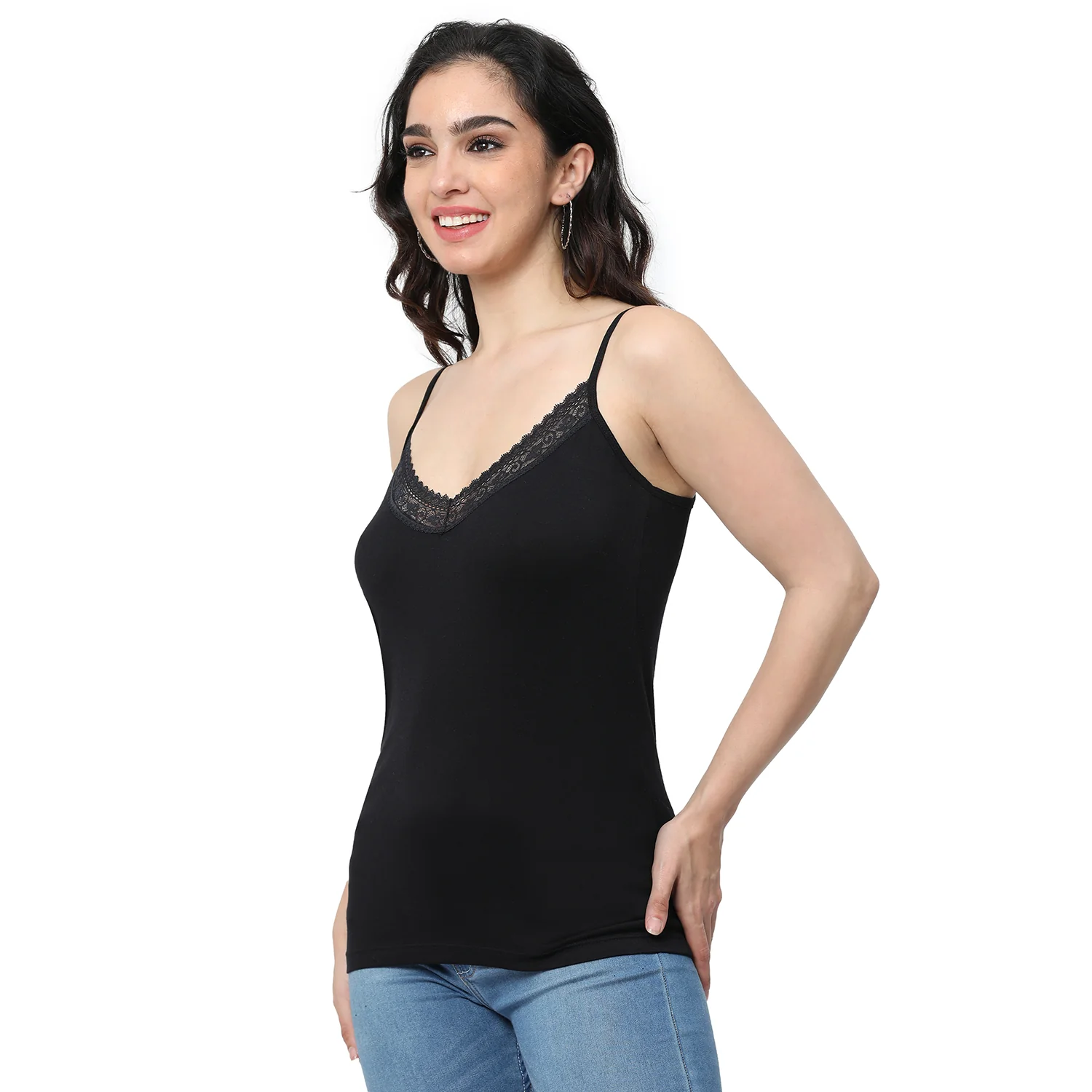 Regular Fit V-Neck Short Length Lace Camisole - Image 5