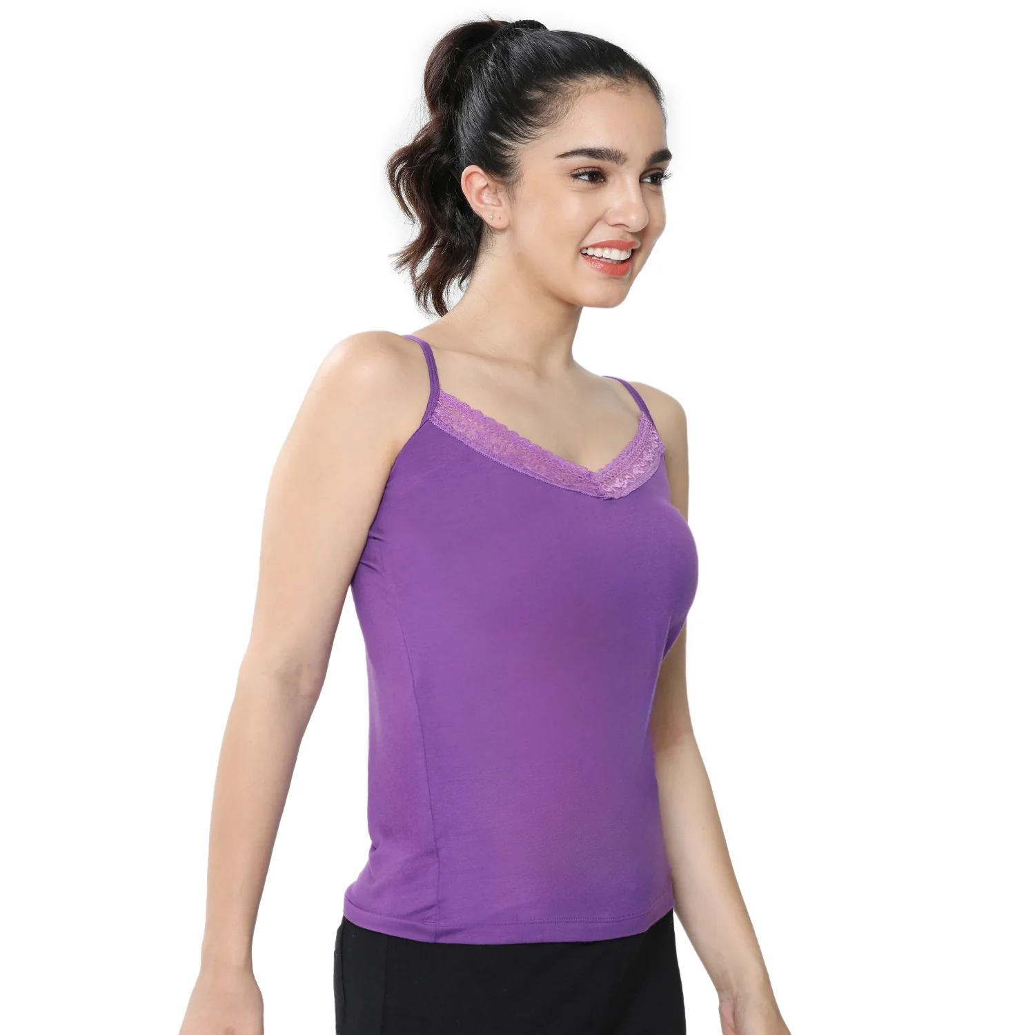 Regular Fit V-Neck Short Length Lace Camisole - Image 5