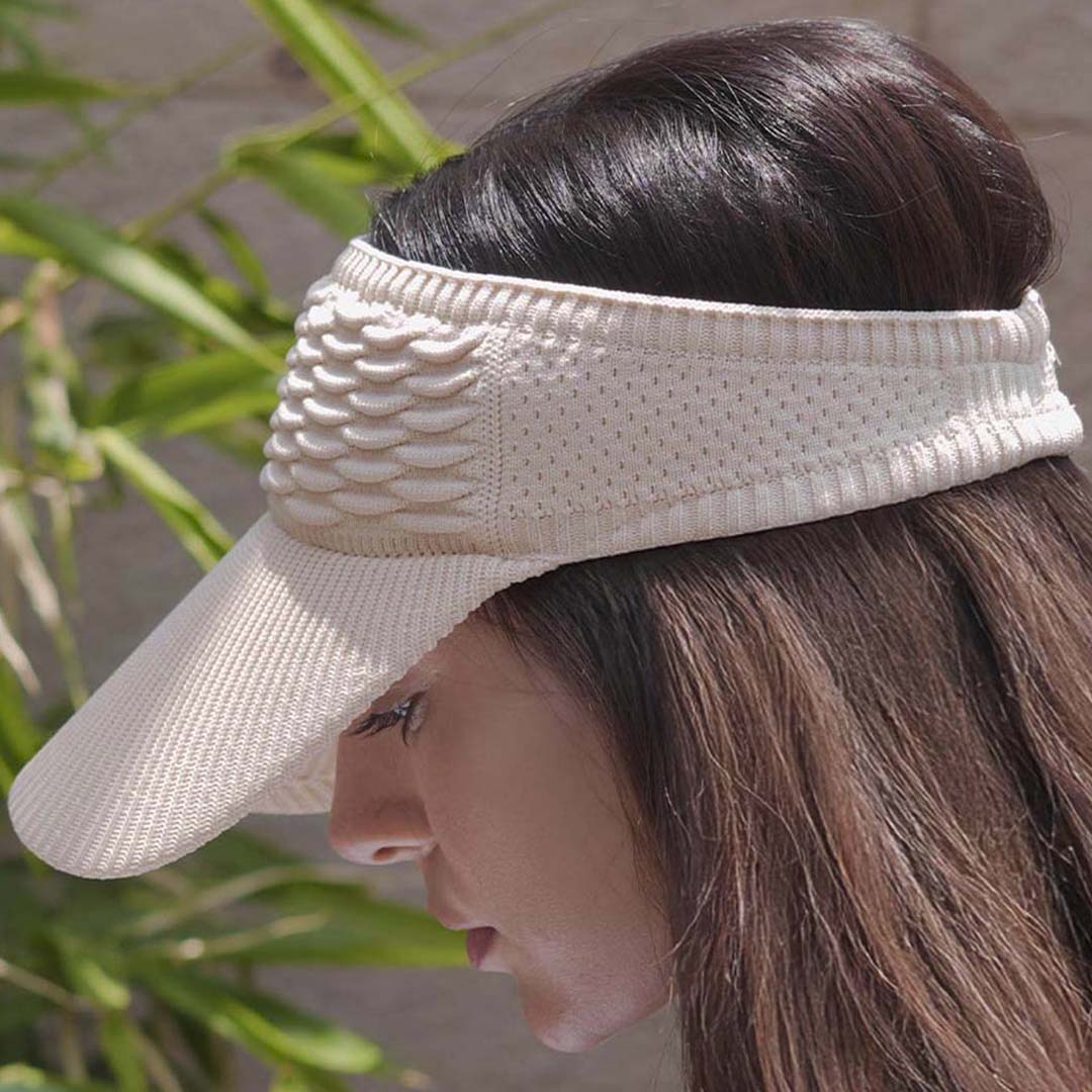 Beige Ribbed Sun Visor Cap - Image 3