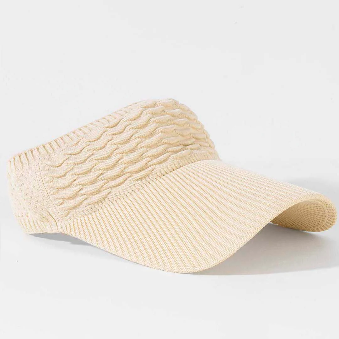 Beige Ribbed Sun Visor Cap - Image 6