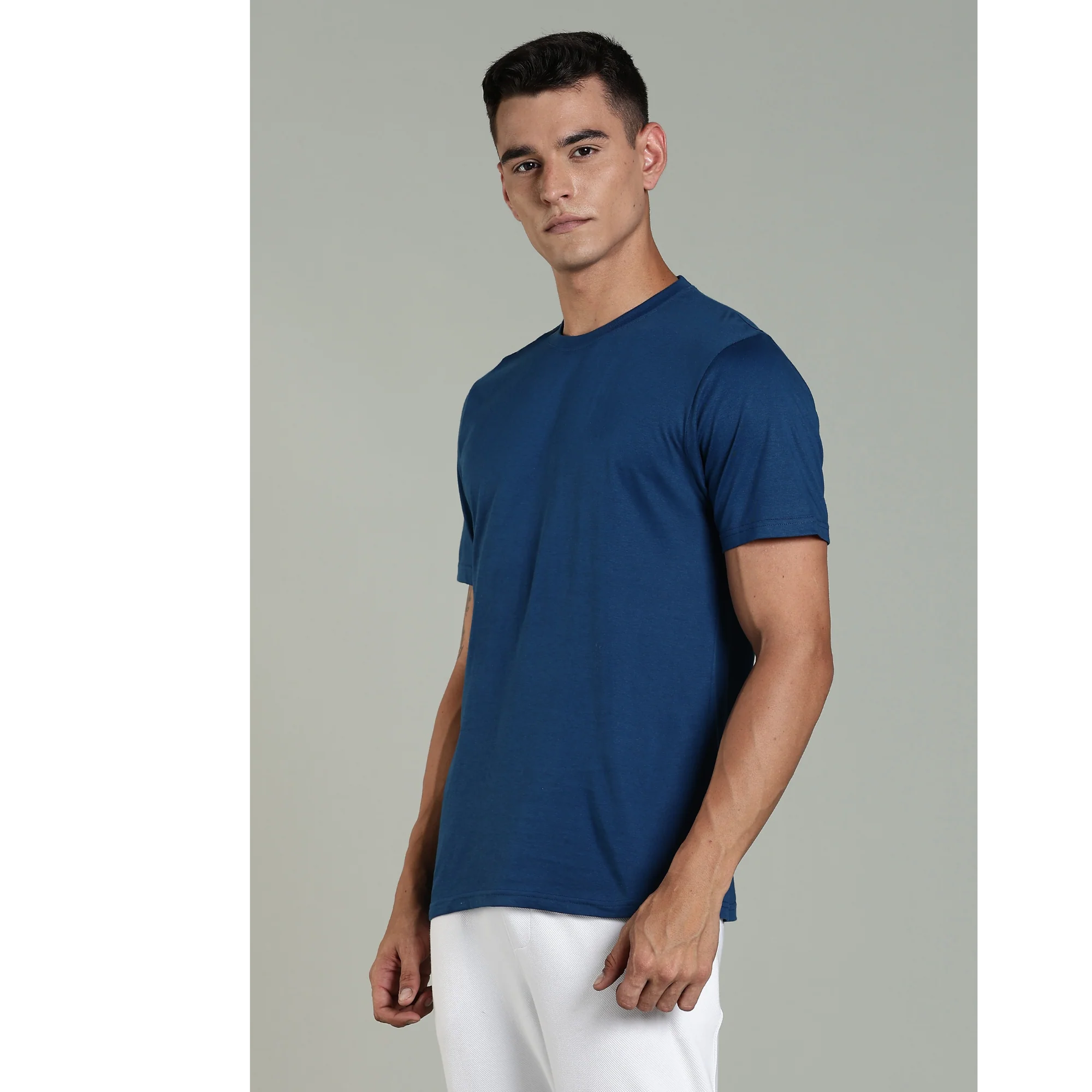 Men Blue Cotton Regular T-Shirt - Image 3