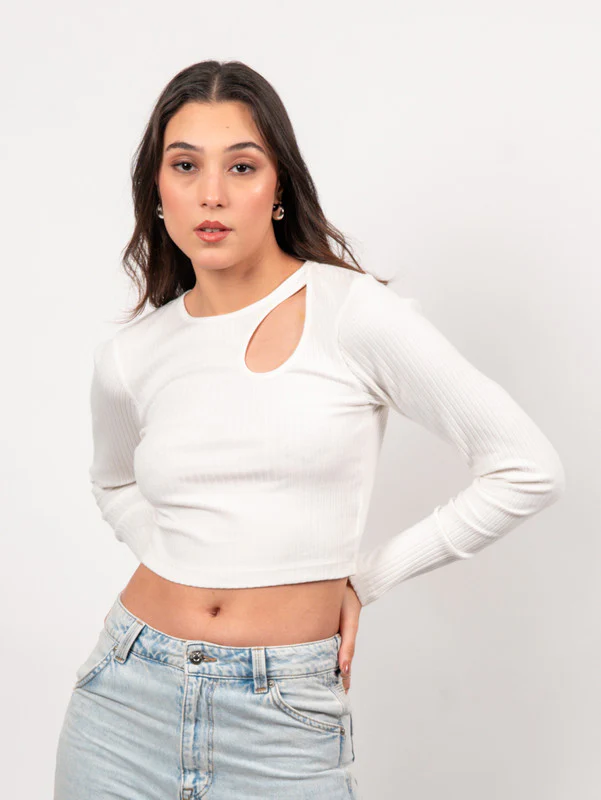 Women Shoulder Cut Out Fitted Top