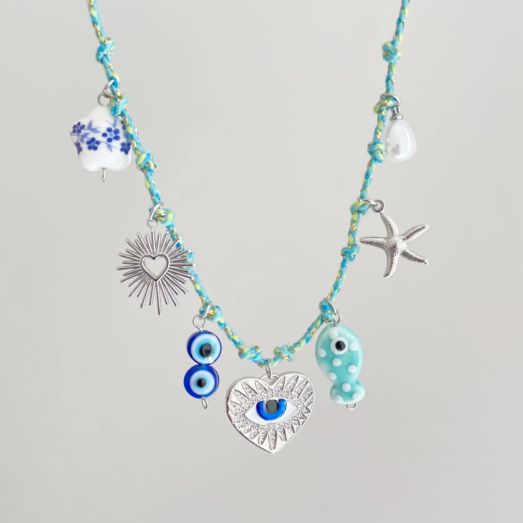 Sky Blue Dopamine Rope Love Eyes Necklace