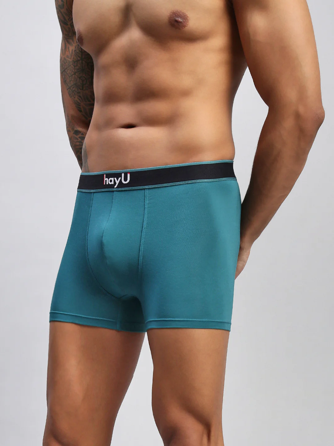 Men Teal Modal Solid Trunks - Image 3