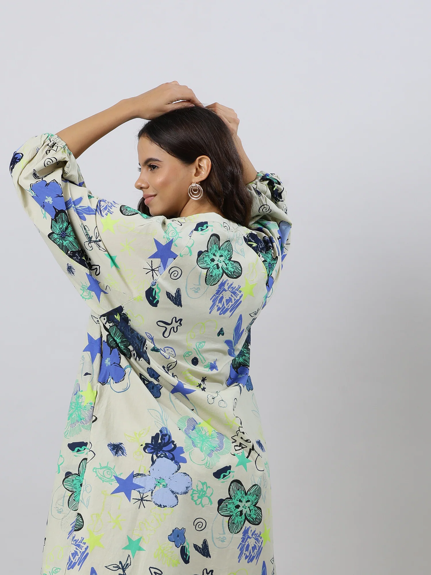 Women Trendy Floral Cotton Dress - Image 11