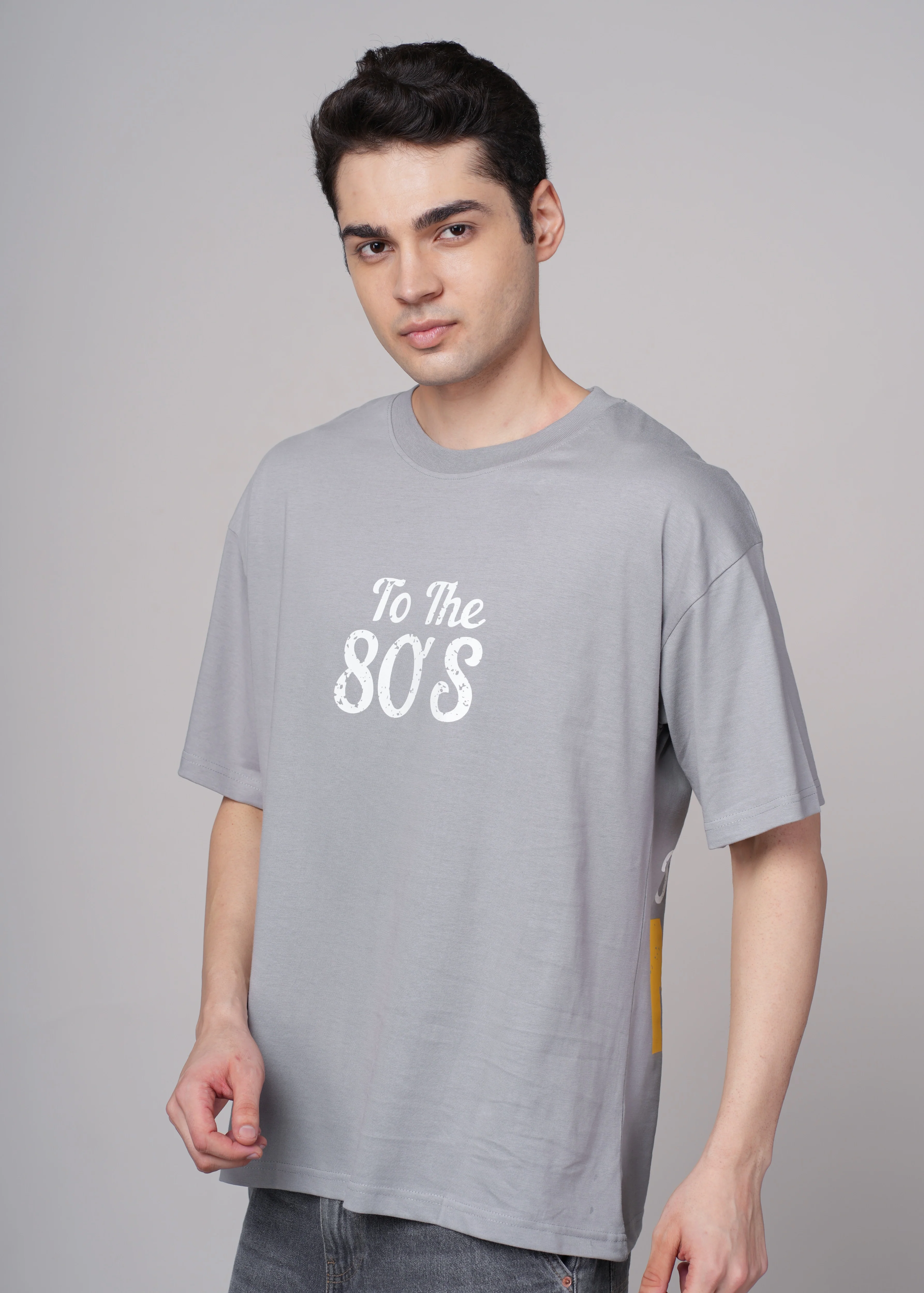 Men Grey Printed Cotton Oversized T-Shirt - Image 5