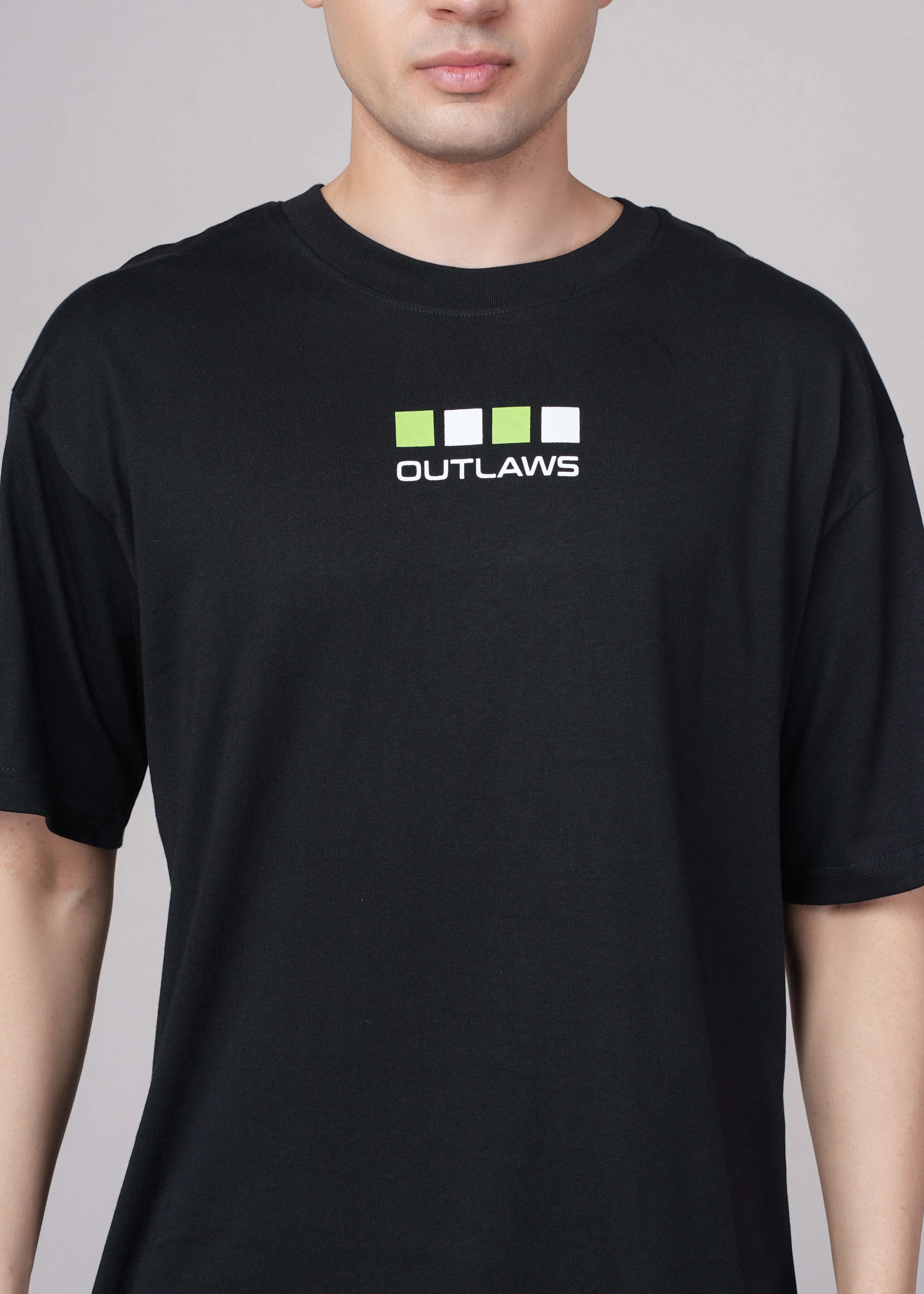 Men Black Printed Cotton Oversized T-Shirt - Image 3