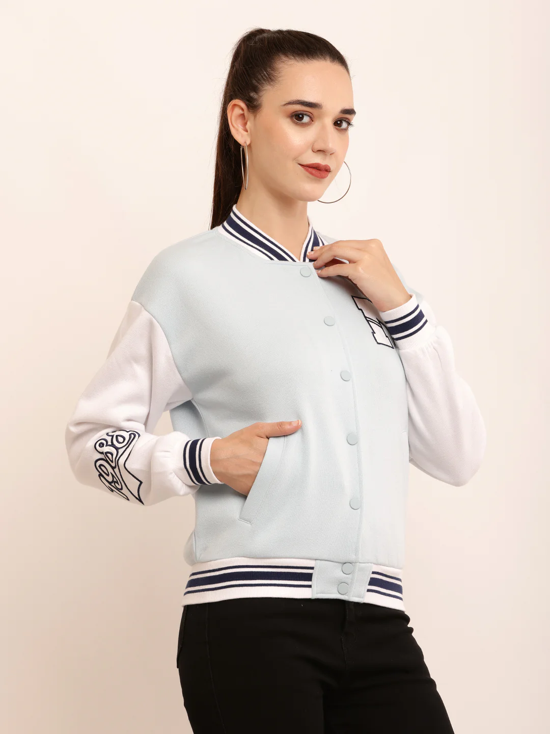 Women 2-Tone Fleece Jacket - Image 2