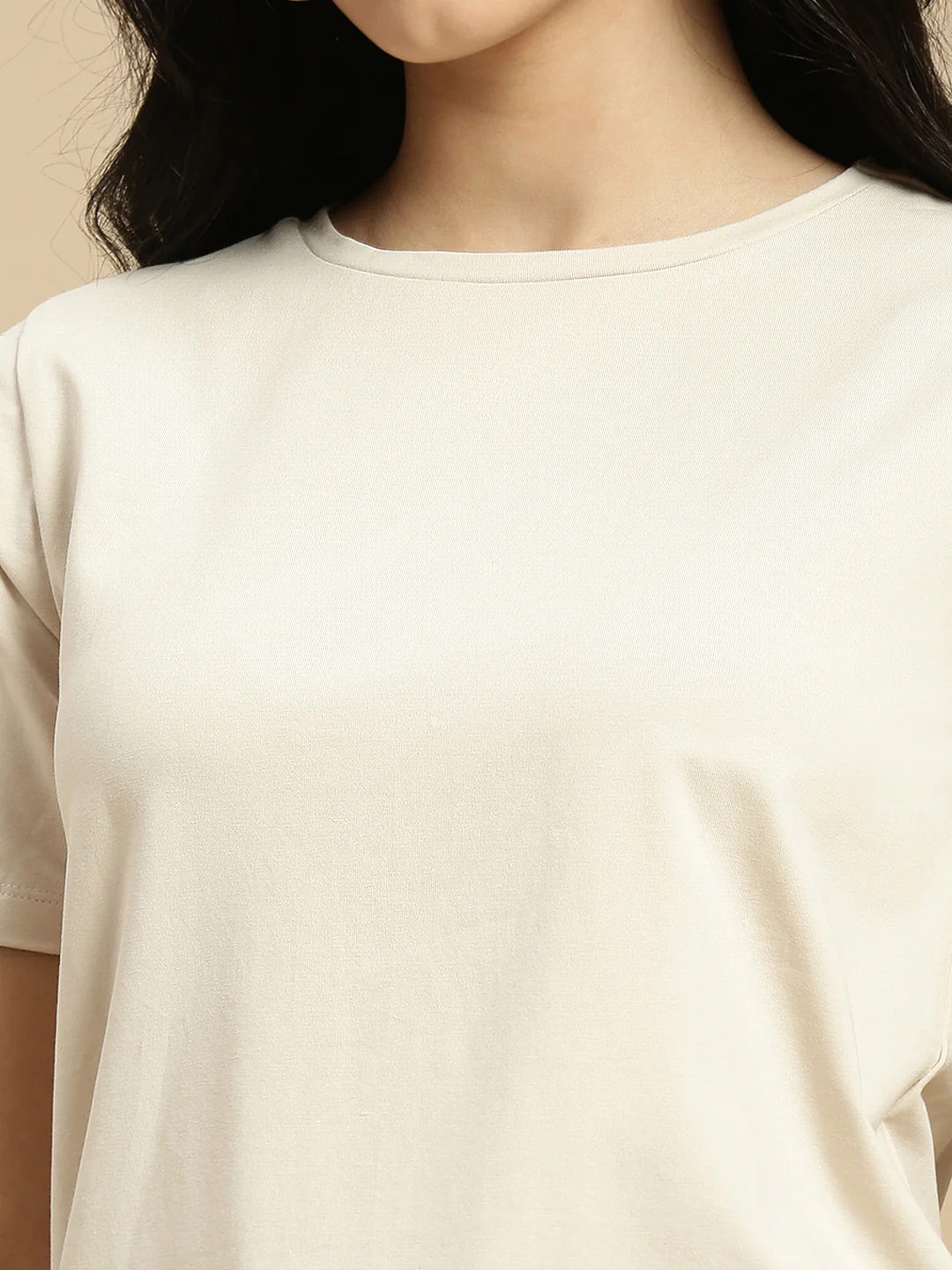 Women Beige Half Sleeve Top - Image 4
