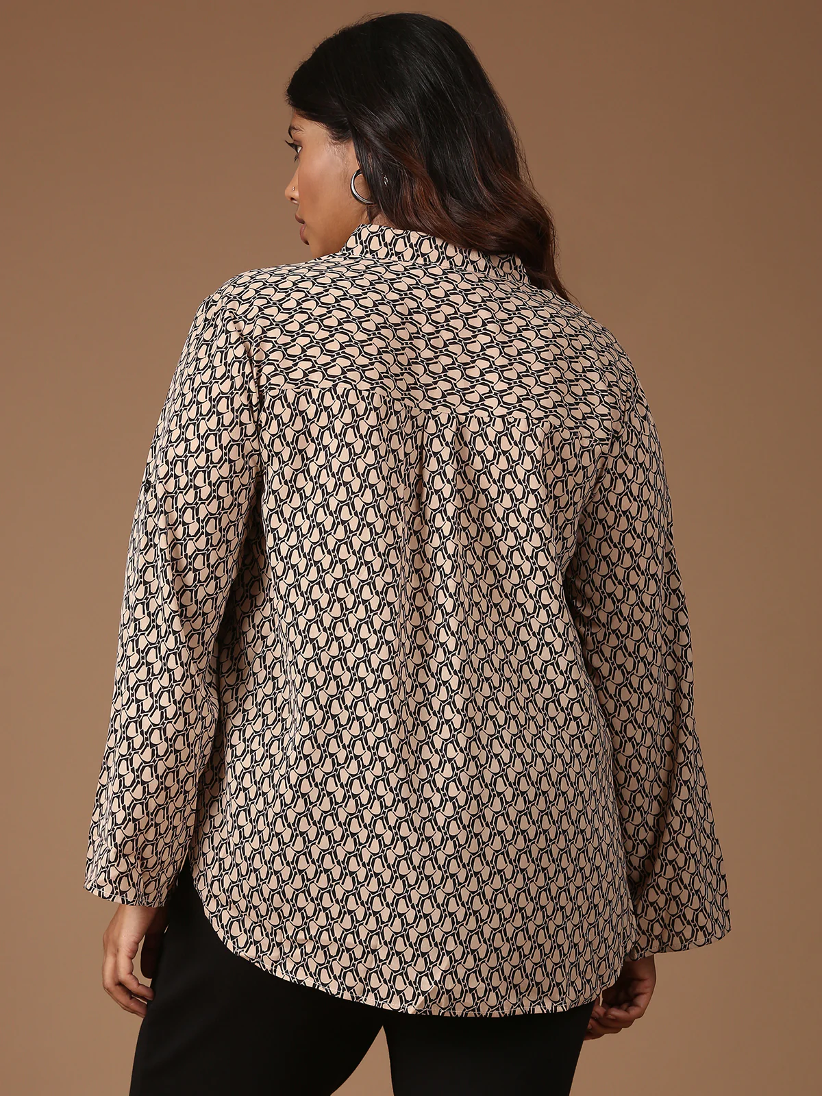 Women Brown Relaxed Fit Printed Top - Image 4