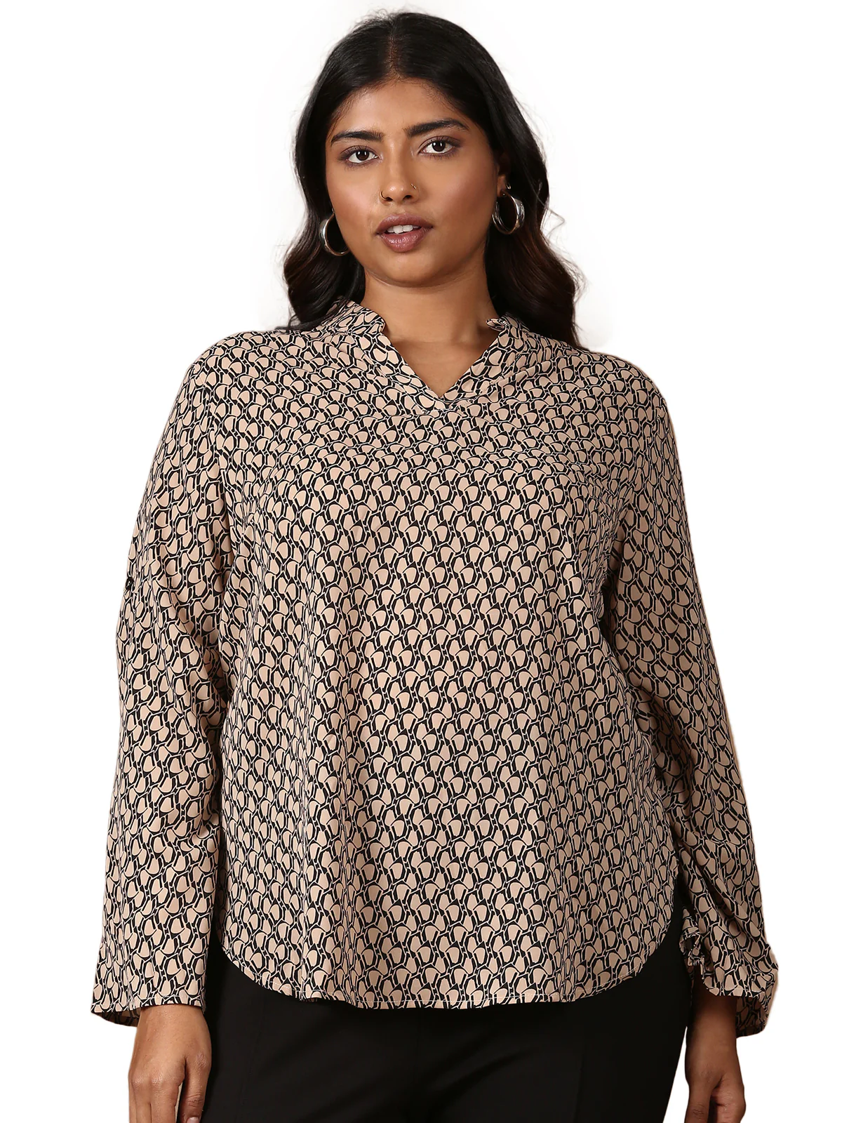 Women Brown Relaxed Fit Printed Top - Image 6