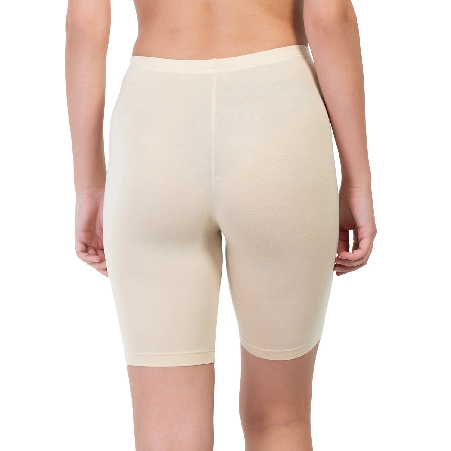 Women Beige Thigh Length Cycling Shorts - Image 2