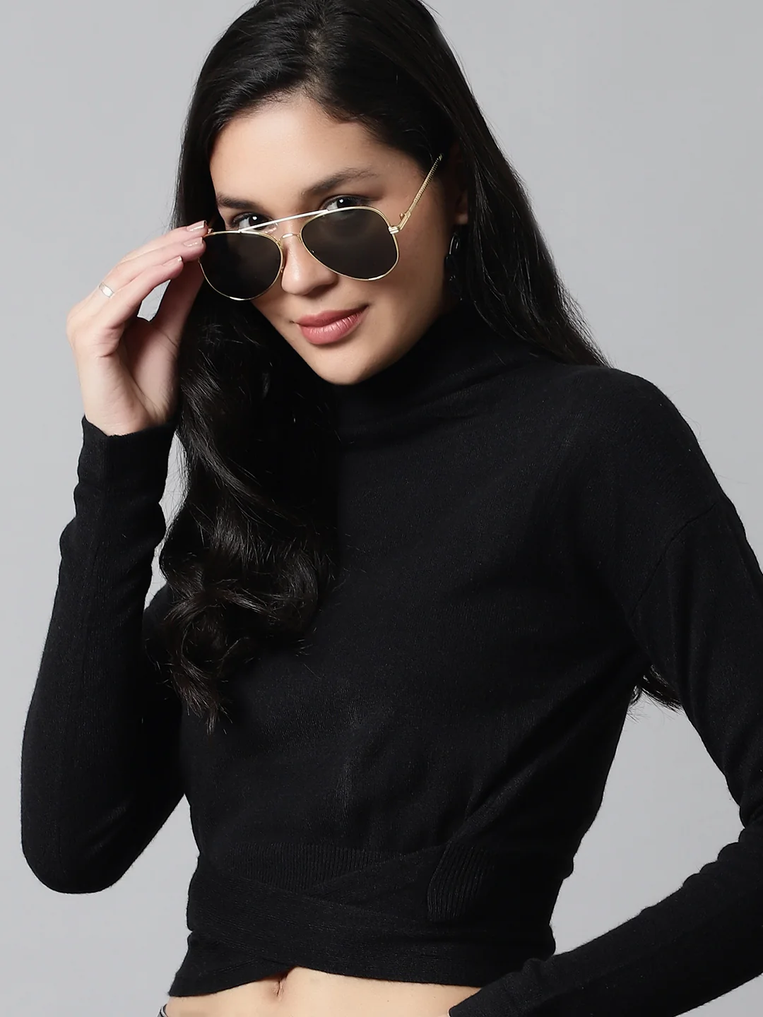 Women Black Back Knot Sweater - Image 4