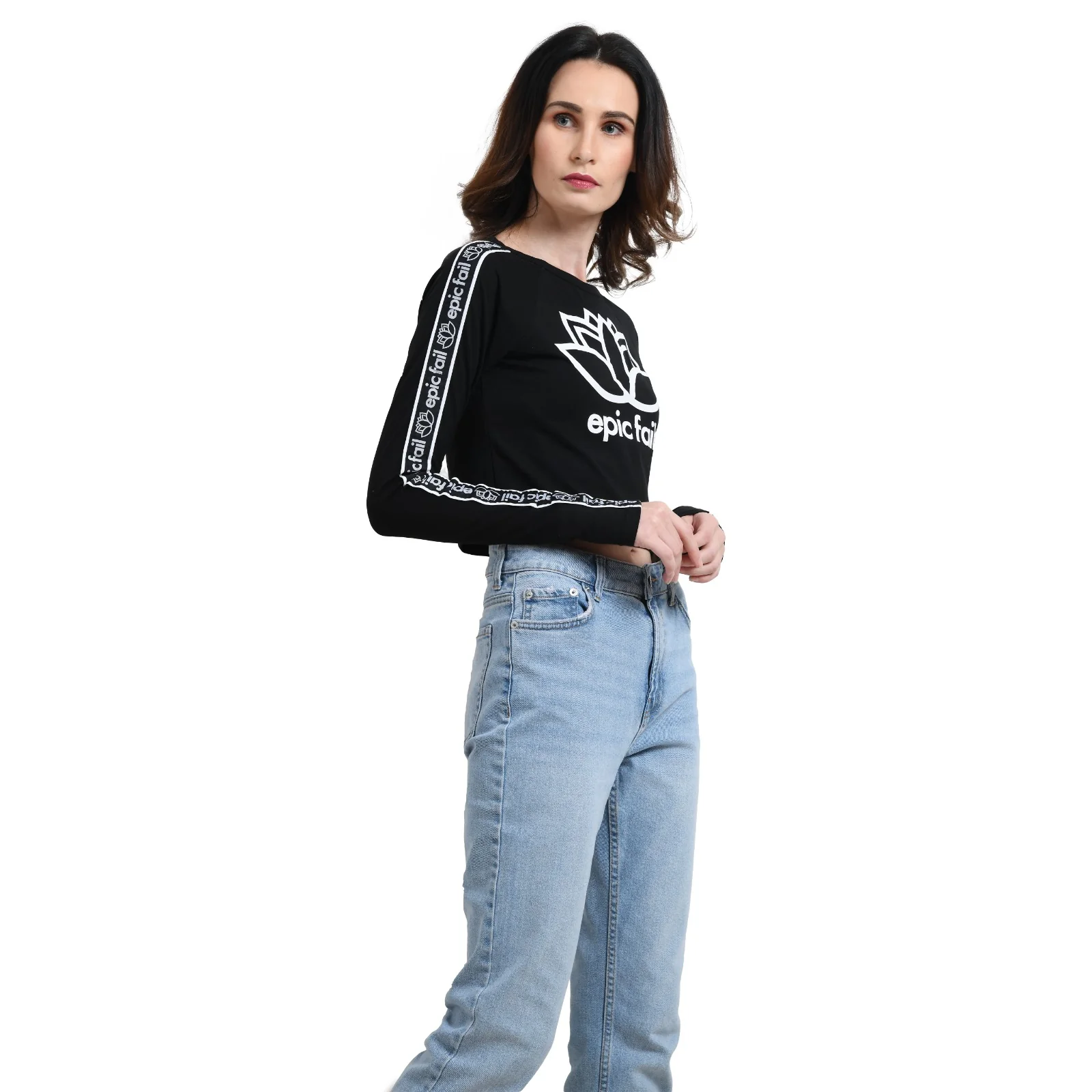Women Black Crop Printed Top - Image 2
