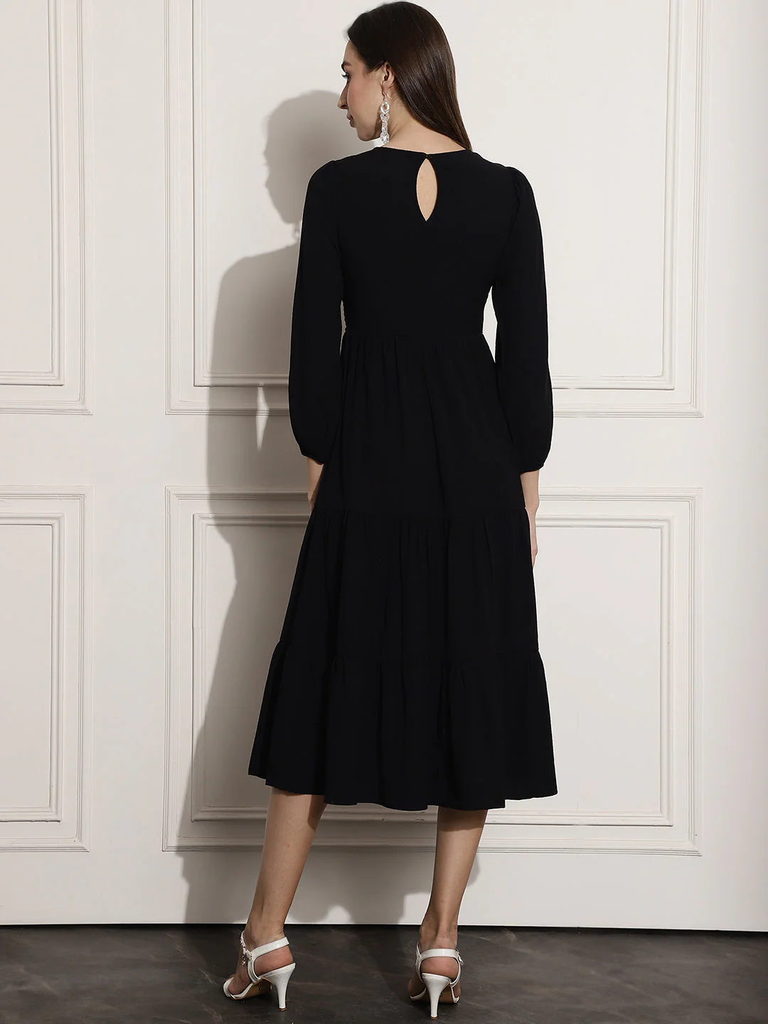 Women Black Fit & Flare Dress - Image 3