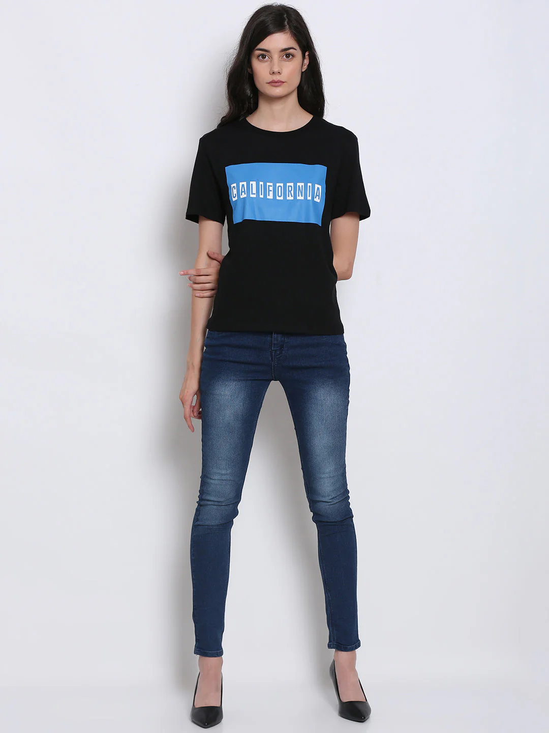 Women Black Graphic Tee - Image 3