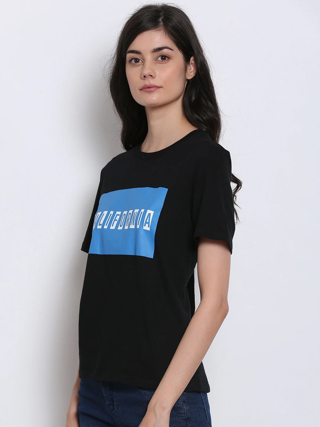 Women Black Graphic Tee - Image 4