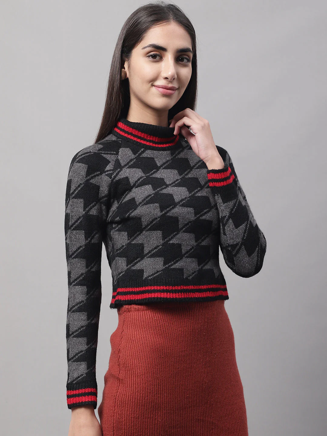 Women Black High Neck Vest - Image 3