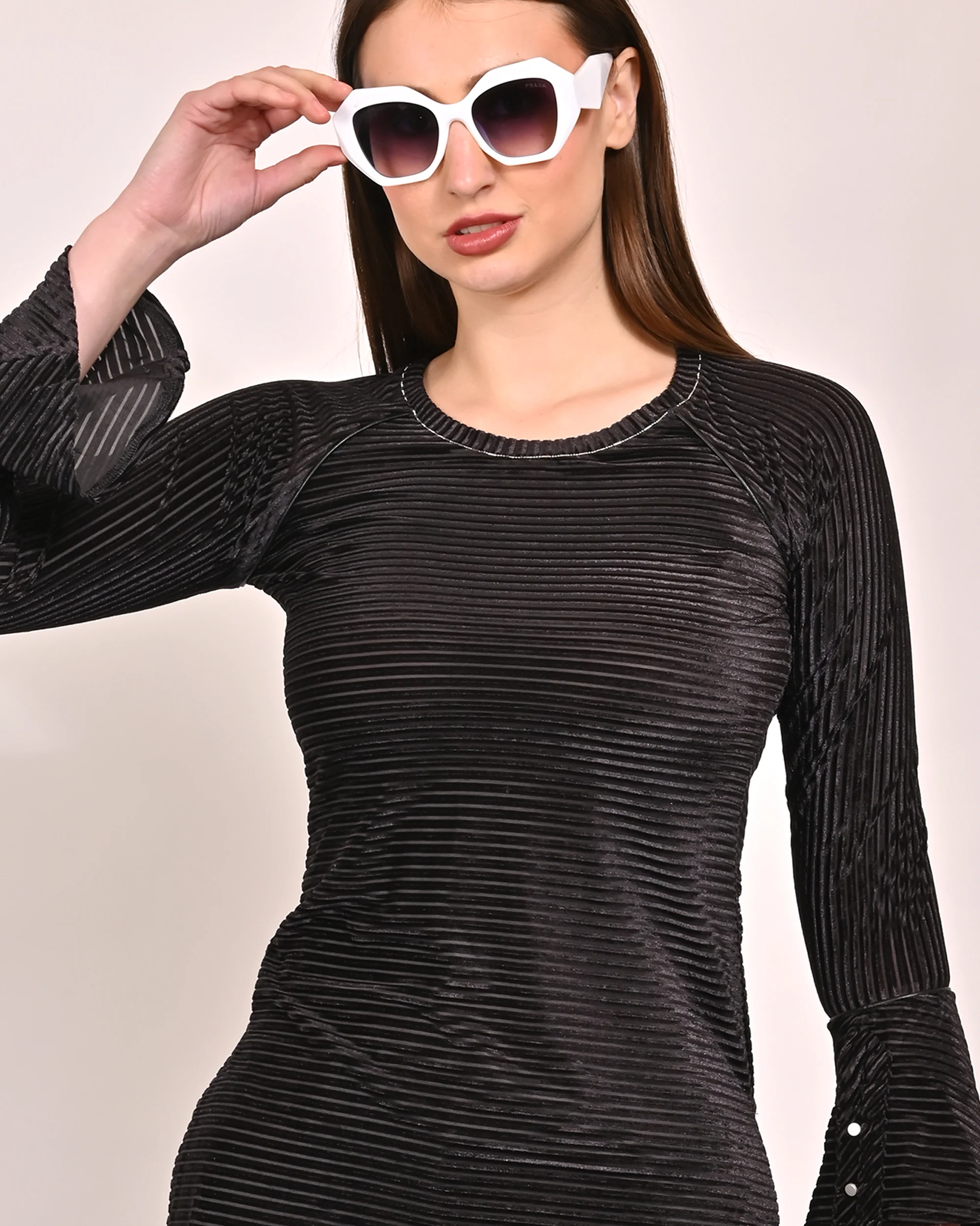 Women Black Long Sleeve Top - Image 2
