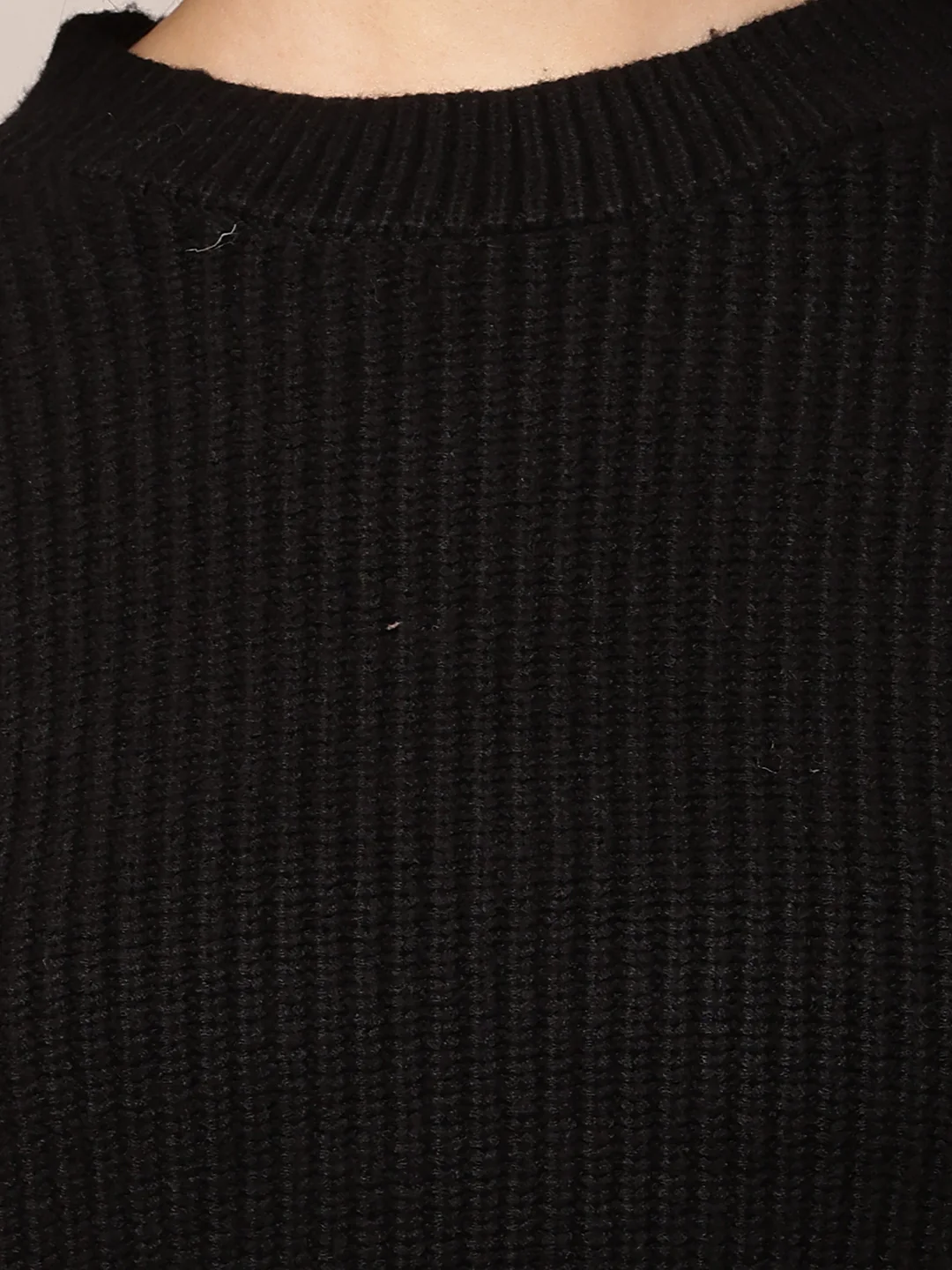 Women Black Ribbed Turtle Neck Viscose Sweater - Image 5