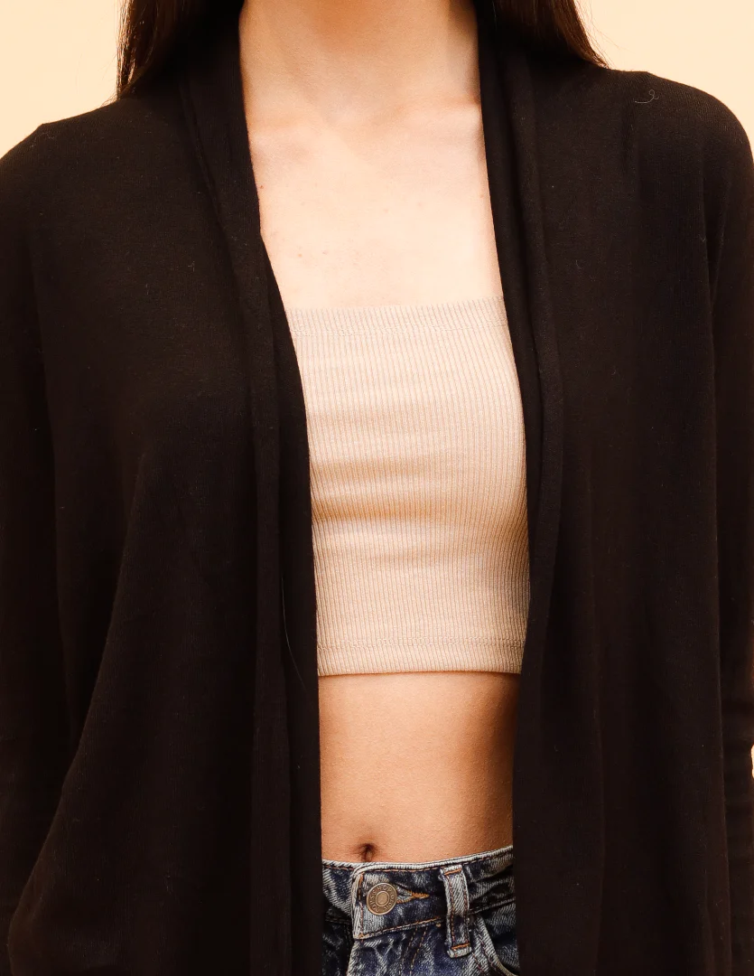 Women Black Shawl Collar Shrug - Image 3