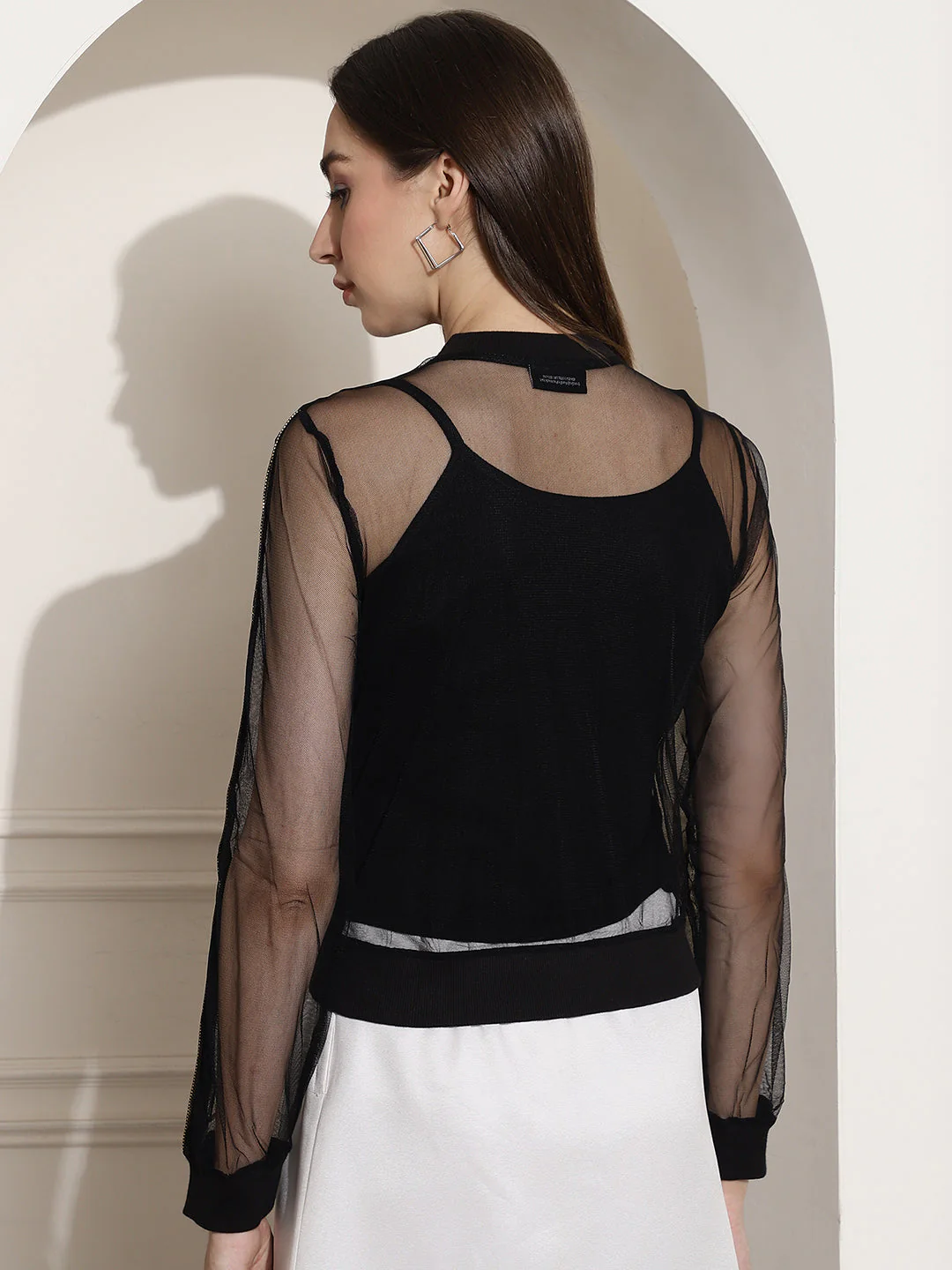 Women Black Sheer Jacket - Image 5