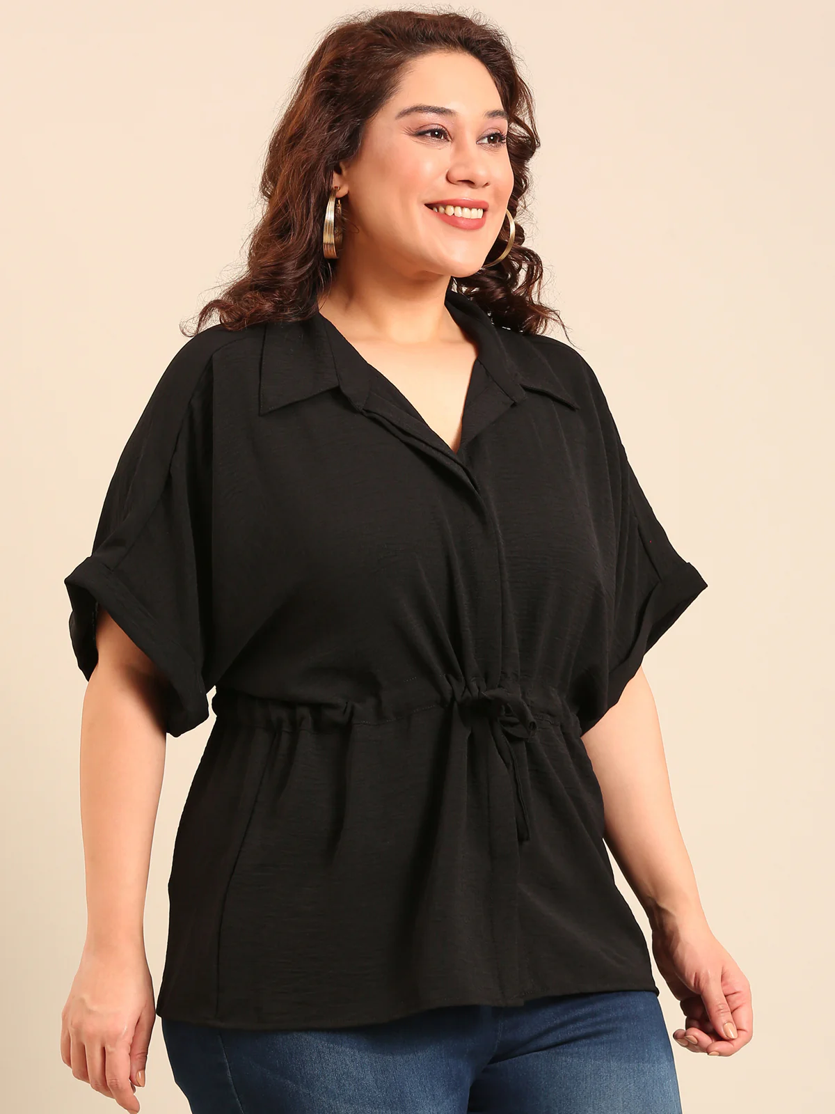 Women Black String Shirt - Image 3