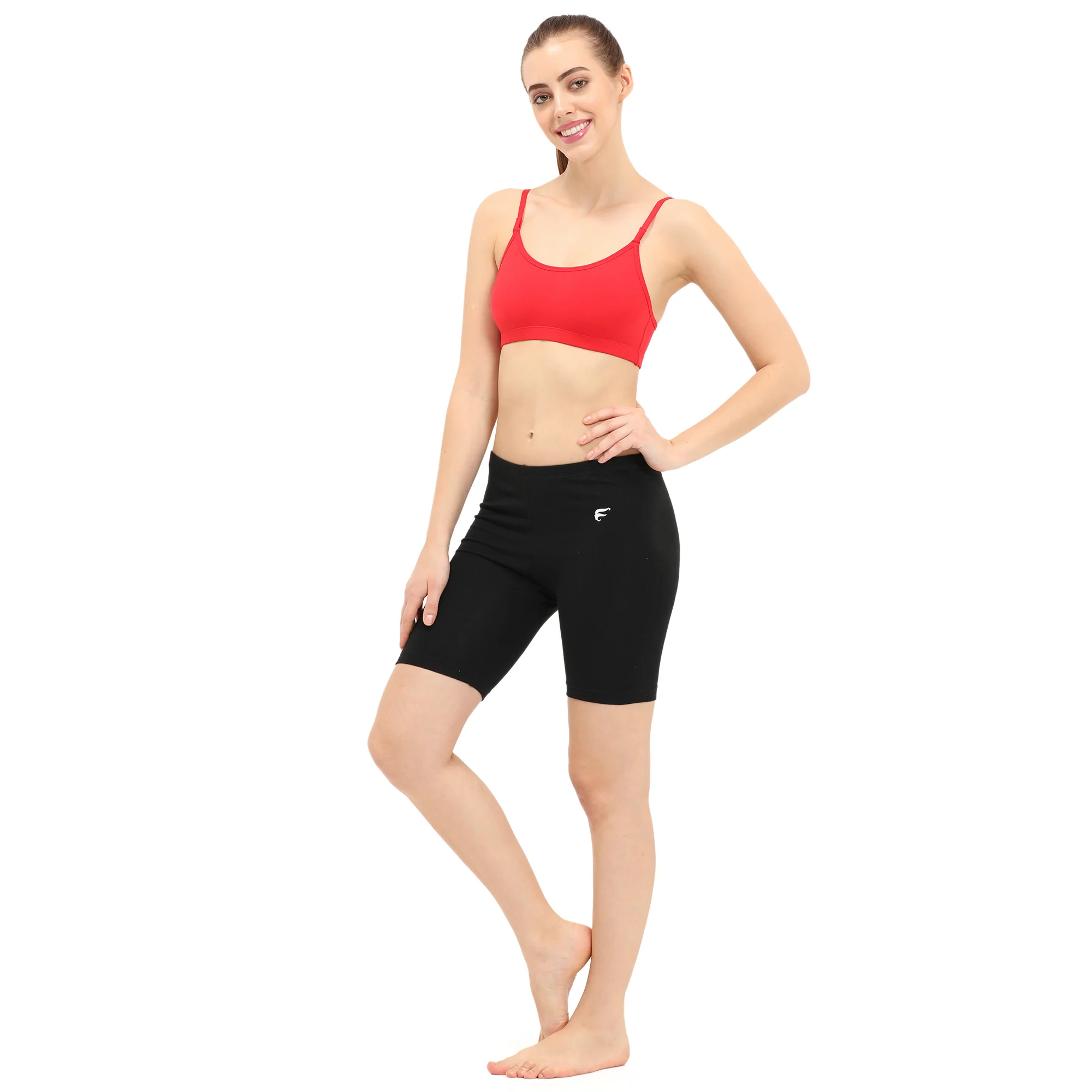 Women Black Thigh Length Cycling Shorts - Image 6