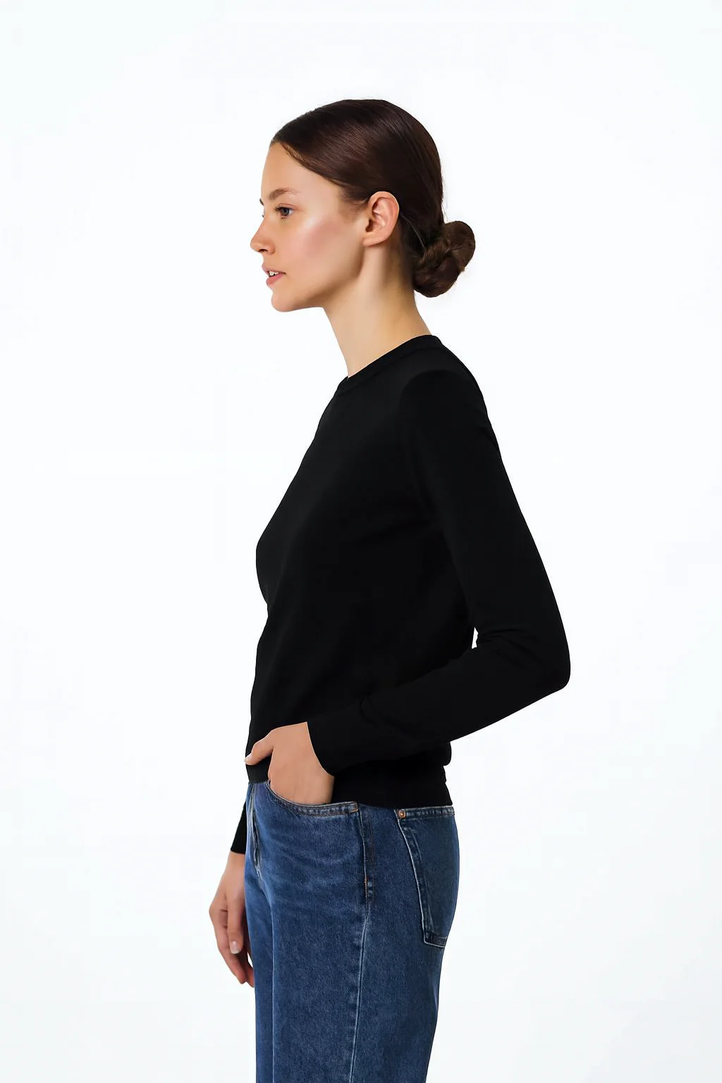 Women Black Viscose Blend Sweater - Image 4