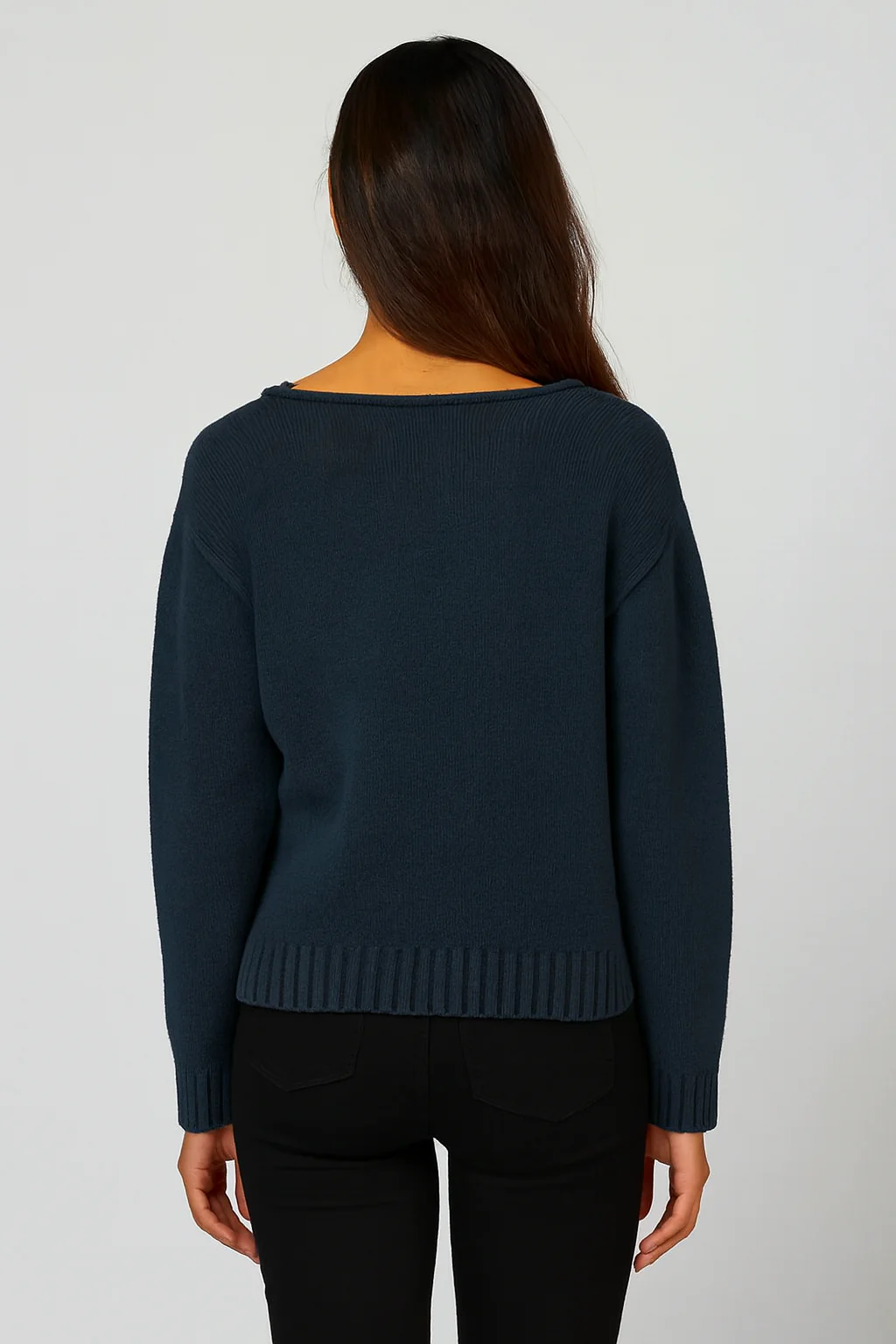 Women Blue Acrylic Knitted Sweater - Image 2