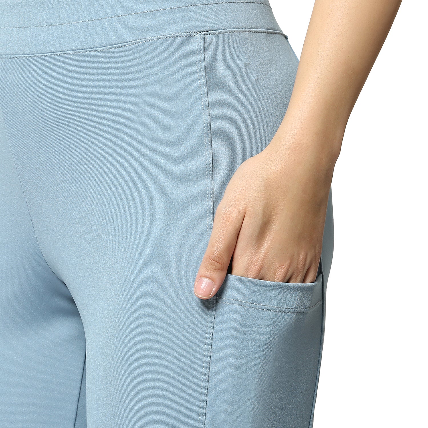 Women Blue Ankle Length Yoga Pant - Image 6