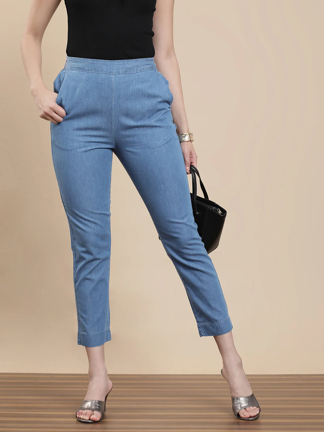 Women Blue Casual Pants