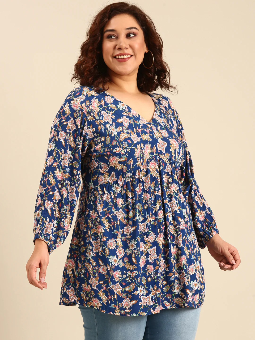 Women Blue Ethnic Printed Tunic - Image 6
