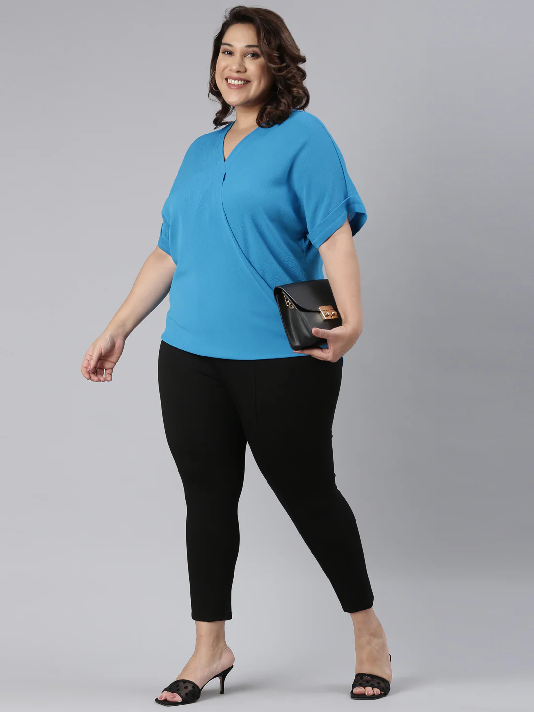 Women Blue Overlap Top - Image 6