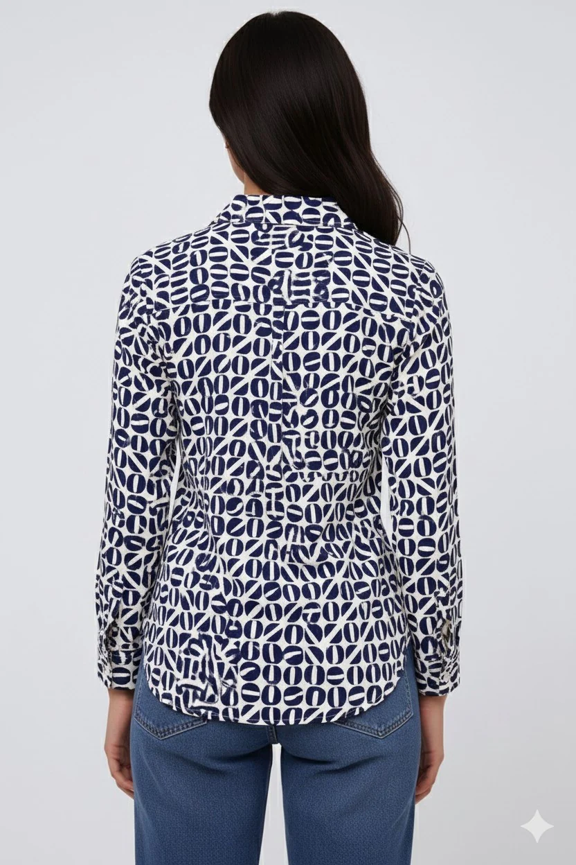 Women Blue Polyester Shirt - Image 2