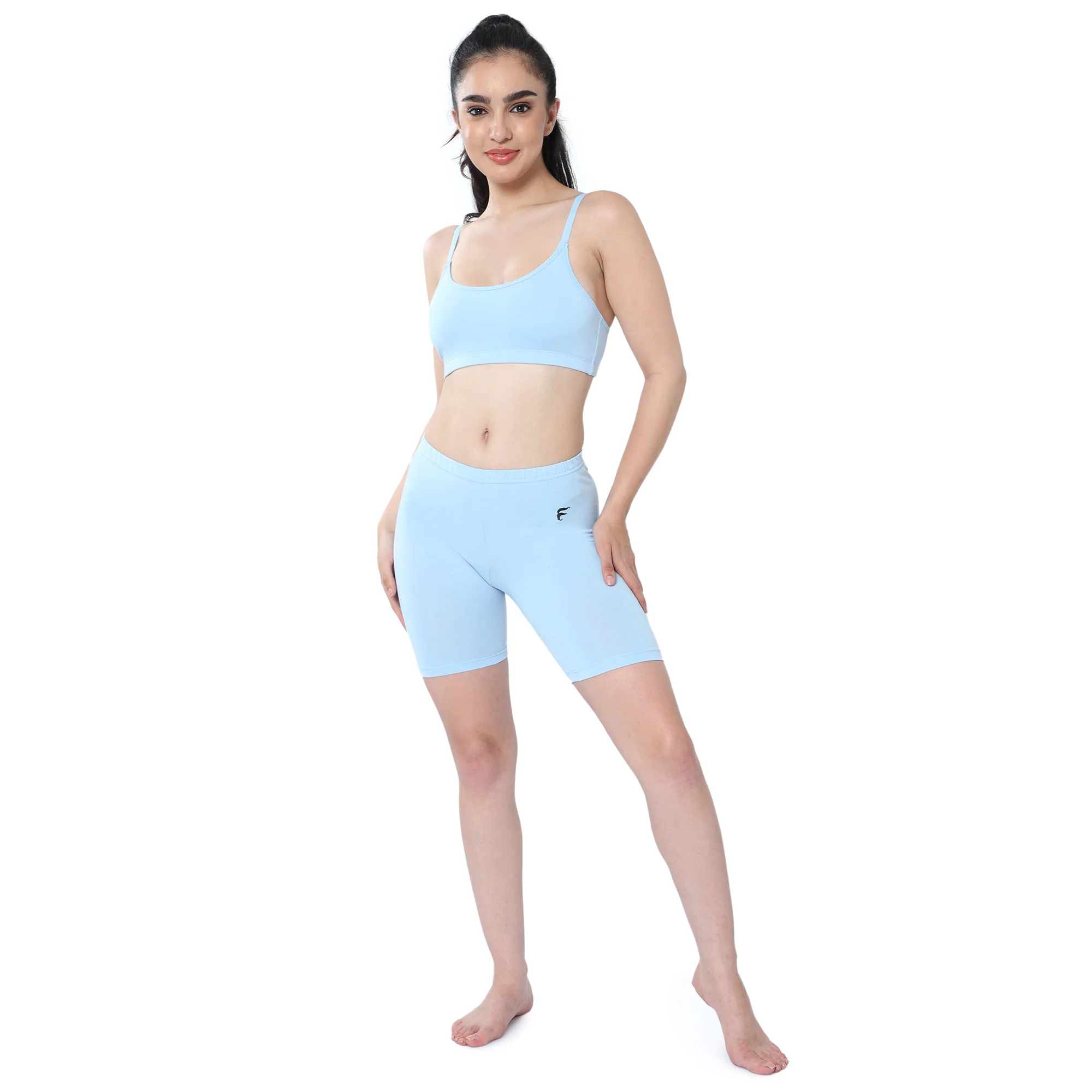 Women Blue Thigh Length Cycling Shorts - Image 5