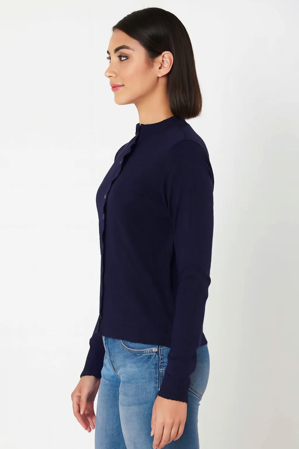 Women Blue Viscose Button-Down Cardigan - Image 5