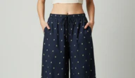 Women Blue Wide-Leg Plazzo Pants - Image 3