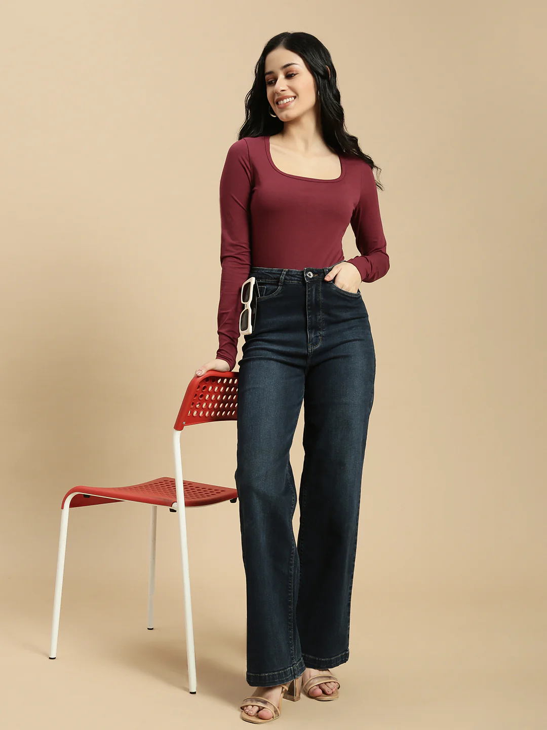 Women Burgundy Full Sleeve Top