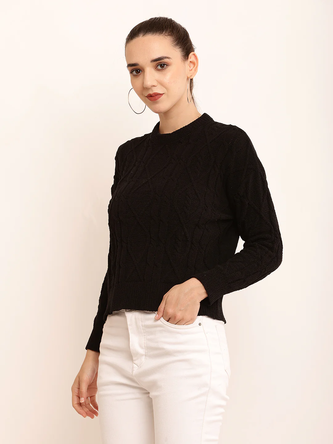Women Cable Knit Sweater - Image 2