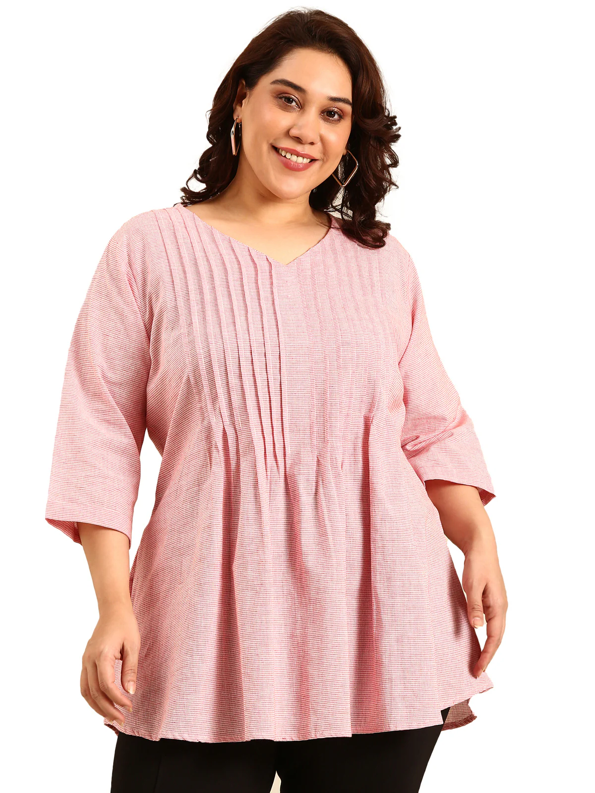 Women Cotton Checked Tunic - Image 6