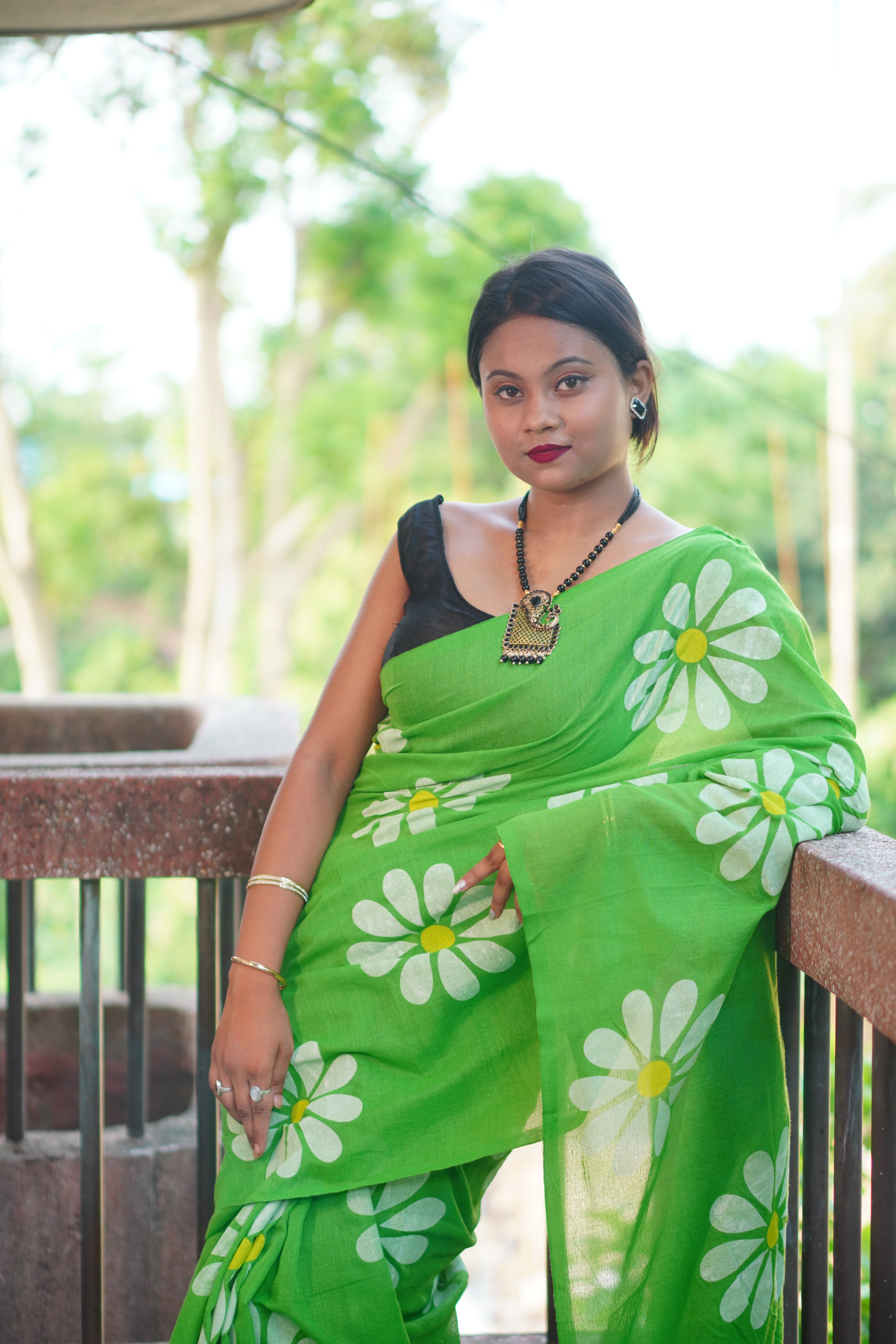 Women Cotton Floral Design Saree