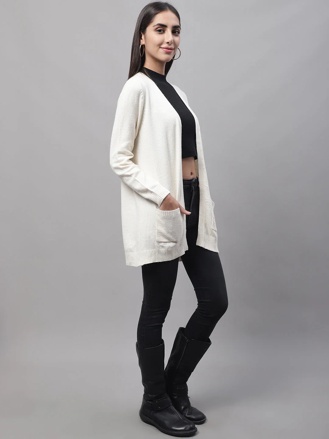 Women Cream Open Shrug - Image 4