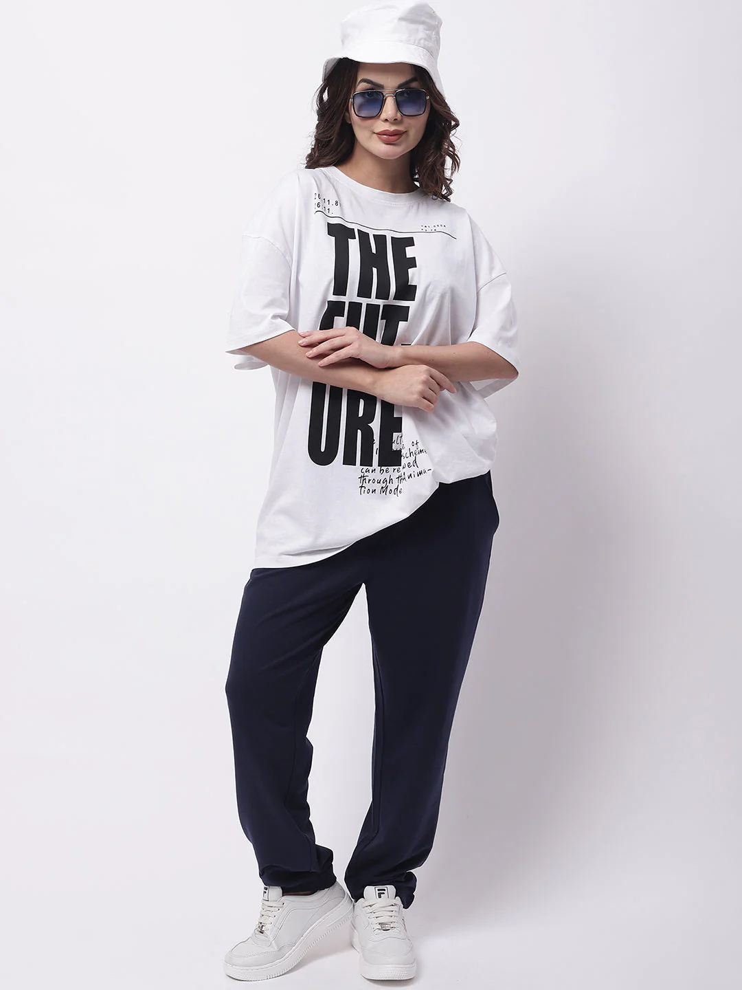 Women Dark Blue Cotton Pants - Image 6