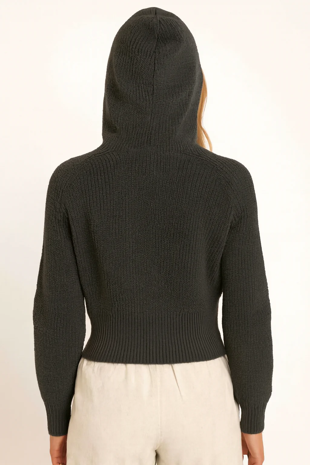 Women Dark Grey Hooded Sweater - Image 4